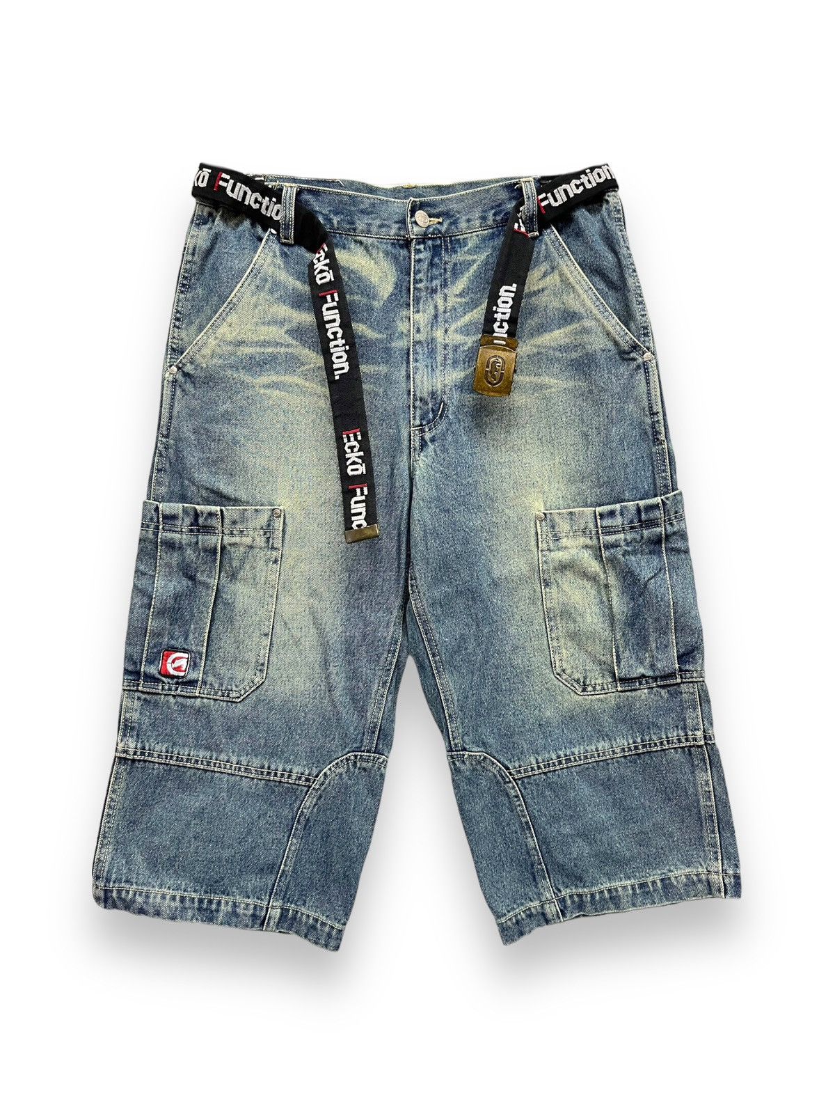 Ecko Unltd. 🔥Vintage ECKO Hip-Hop Skate Denim Cargo Shorts With Belt Size US 30 / EU 46 - 3 Thumbnail
