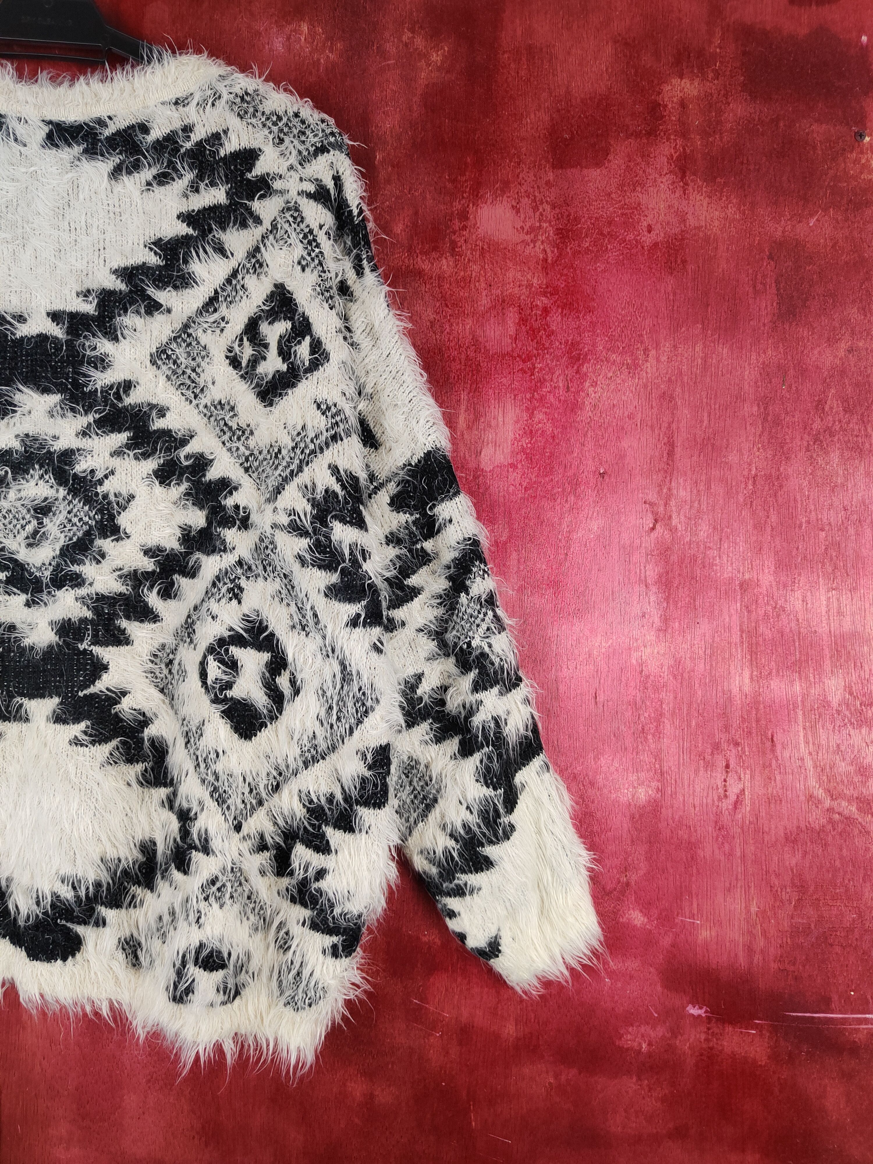 Japanese Brand × Vintage Art Design 💥 Spray Black Cream Fur Mohair Knitwear Size XL / US 12-14 / IT 48-50 - 8 Thumbnail