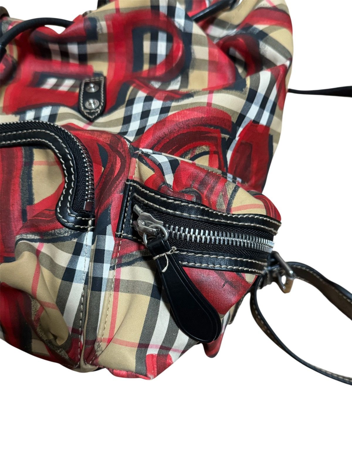 Burberry 🔥Rare Burberry Graffiti Nova Check Leather Canvas Backpack Size ONE SIZE - 10 Thumbnail