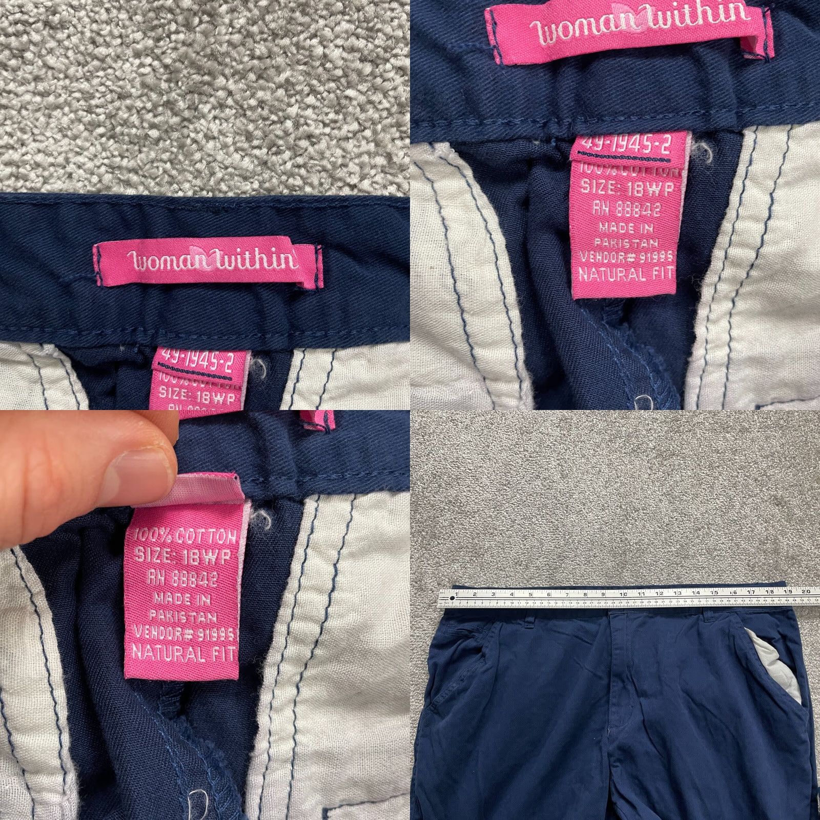Vintage VINTAGE? Wait—No. Woman Within Chino Pants Women Plus Size 18W Navy Blue Straight Leg Cotton 38x28 Size 40" / US 18 - 8 Thumbnail