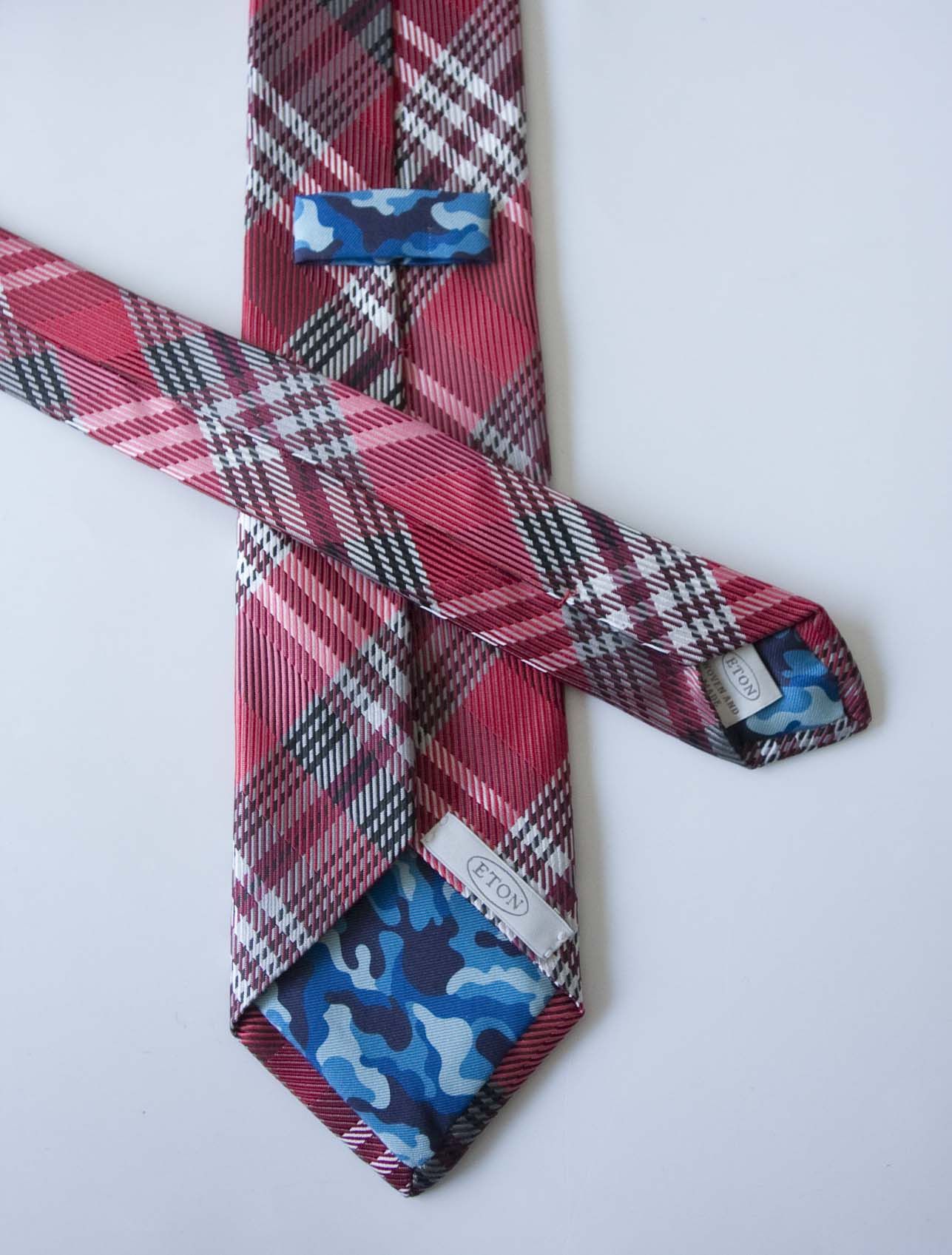 Eton Eton Necktie Tie 100% Silk Made in England Red/Gray Size ONE SIZE - 3 Thumbnail