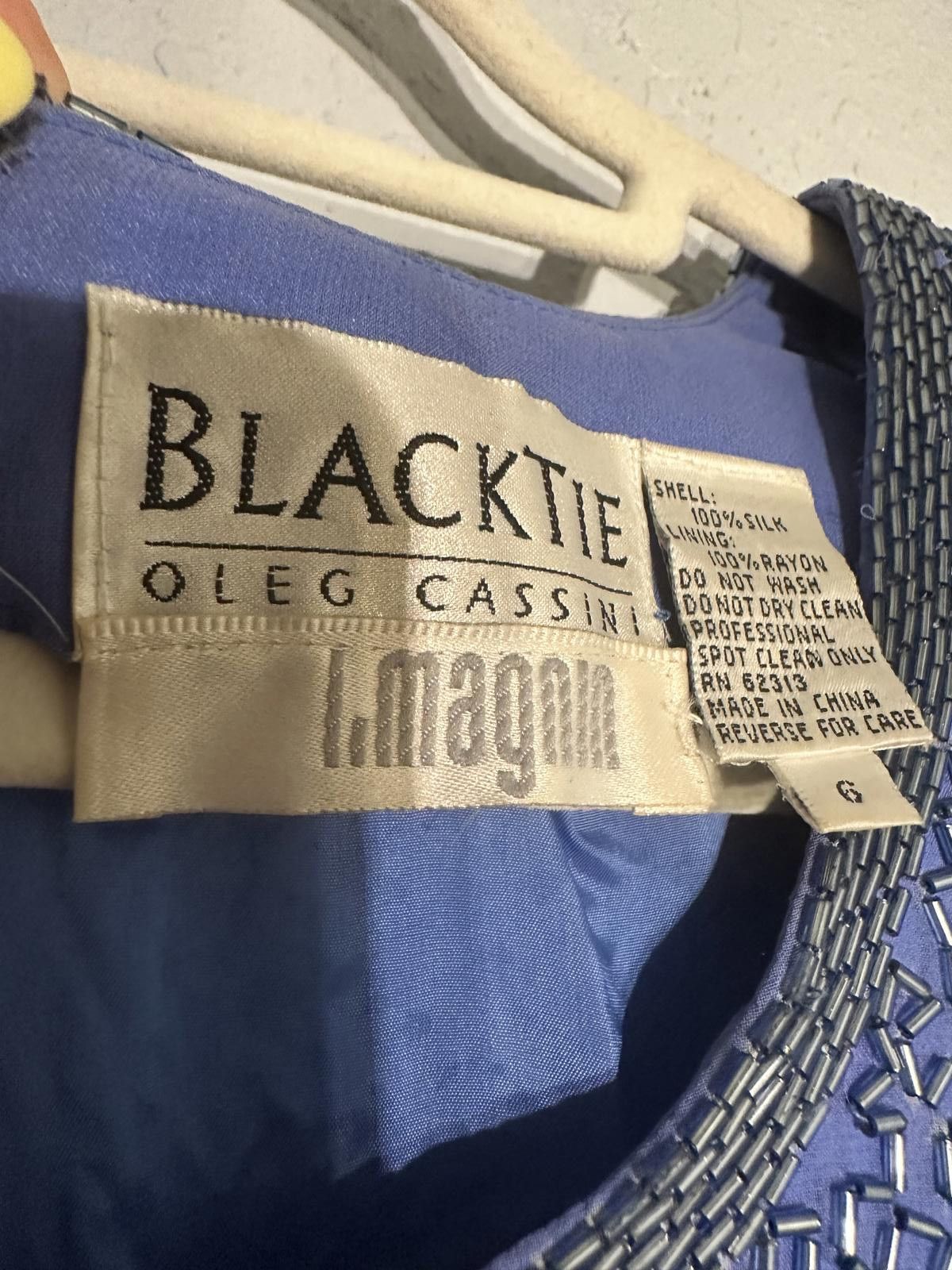Designer VINTAGE Blue Beaded Dress by Black Tie - Oleg Cassini Size M / US 6-8 / IT 42-44 - 4 Thumbnail