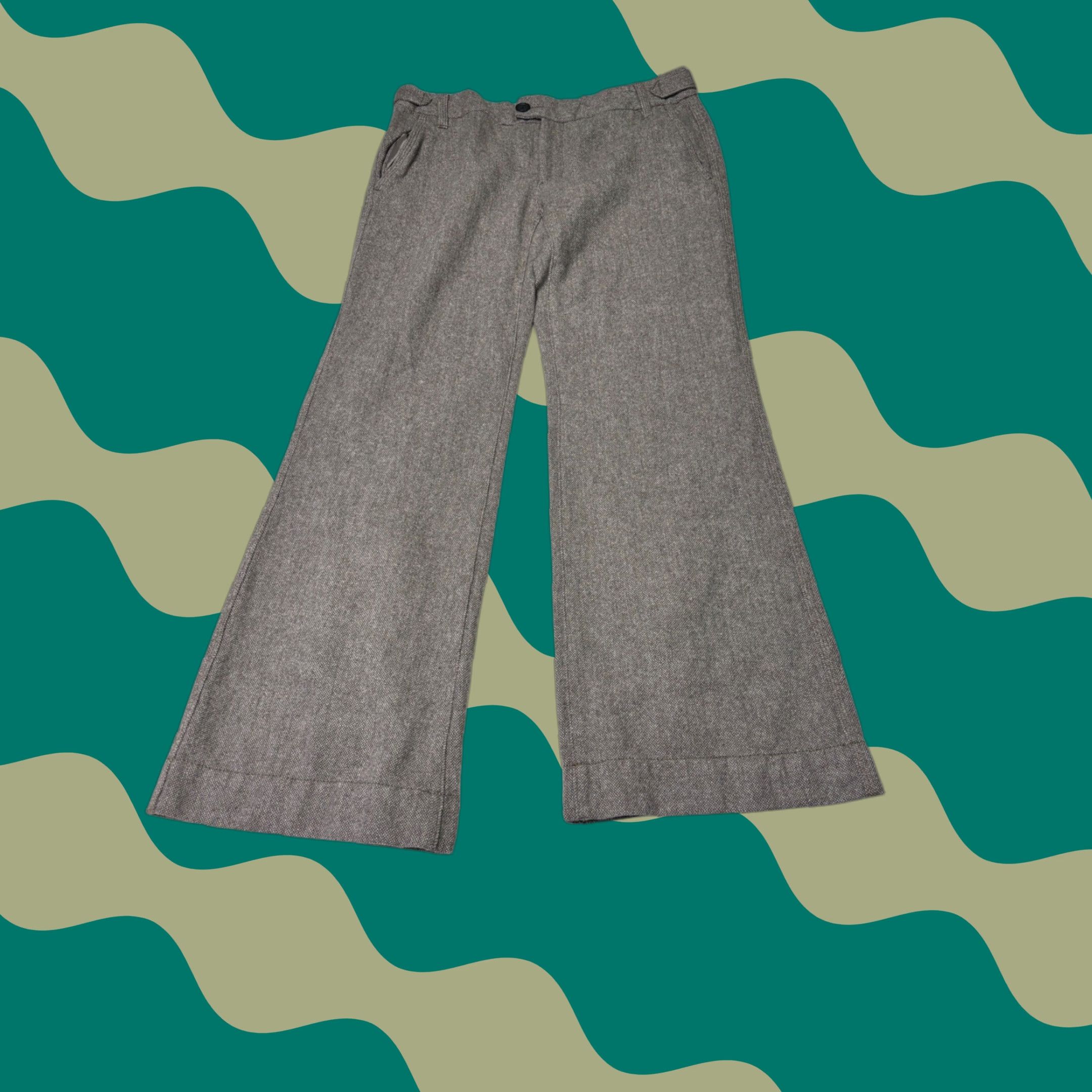 Banana Republic Banana Republic Wool Herringbone Wide Leg Trousers Brown 32 Inseam 31.5 Dress Pants Women's Winter Fall Holiday 2005 Vintage-Inspired Wide-Leg Size 24" / US 00 / IT 34 - 1 Thumbnail