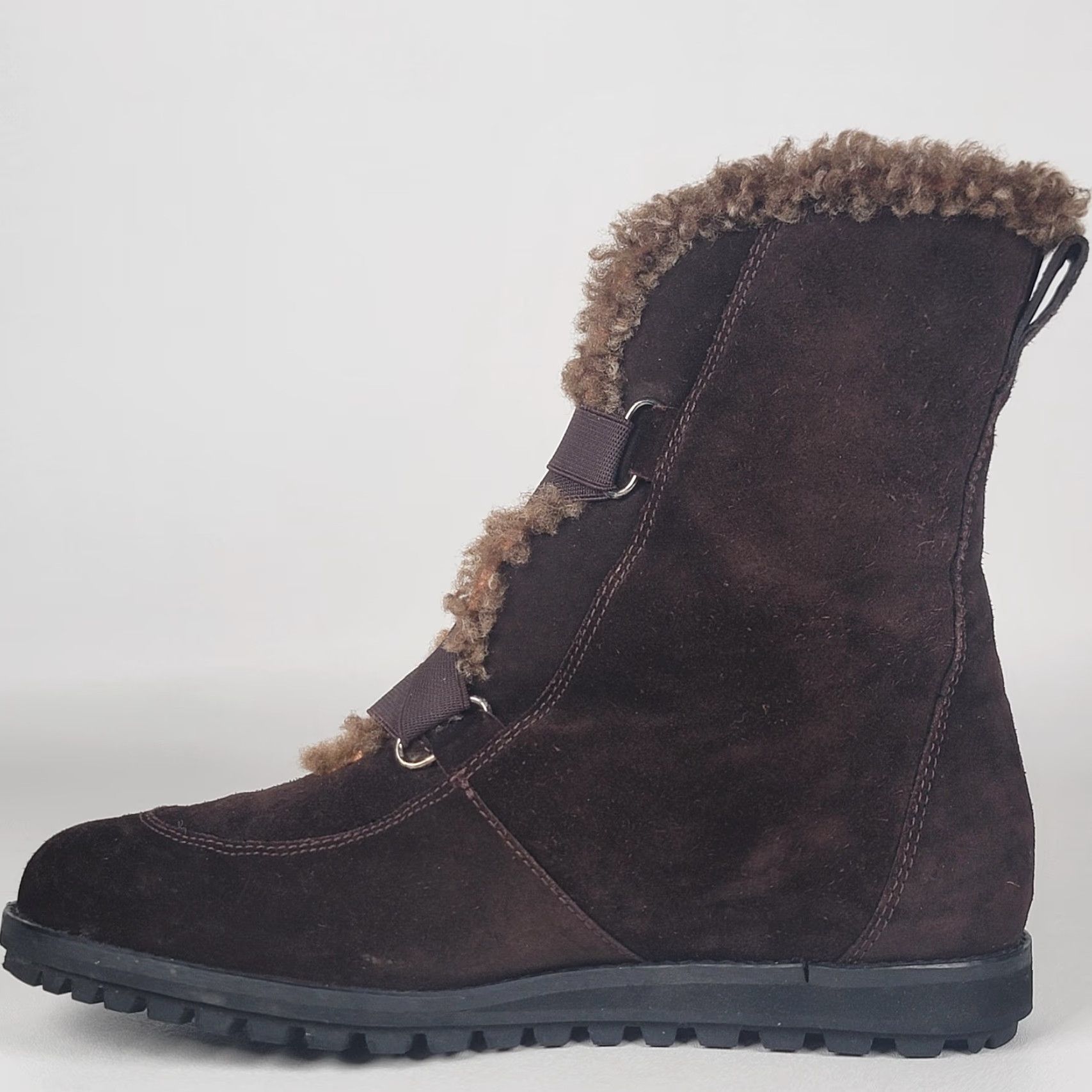 Stuart Weitzman Stuart Weitzman Boots Womens 8.5 Brown Suede Ankle Bootie Faux Fur Lined Buckle Comfortable Rubber Sole Winter Womens Size US 9 / IT 39 - 4 Thumbnail