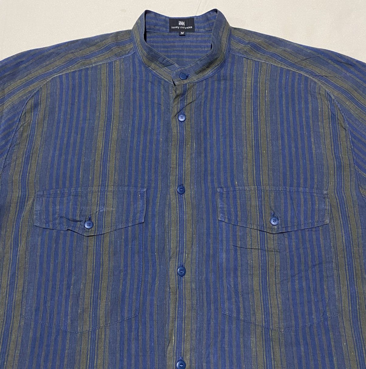 Issey Miyake Vtg Issey Miyake Plaid Striped Sanghai Collar Shirt Button Size US XL / EU 56 / 4 - 3 Thumbnail