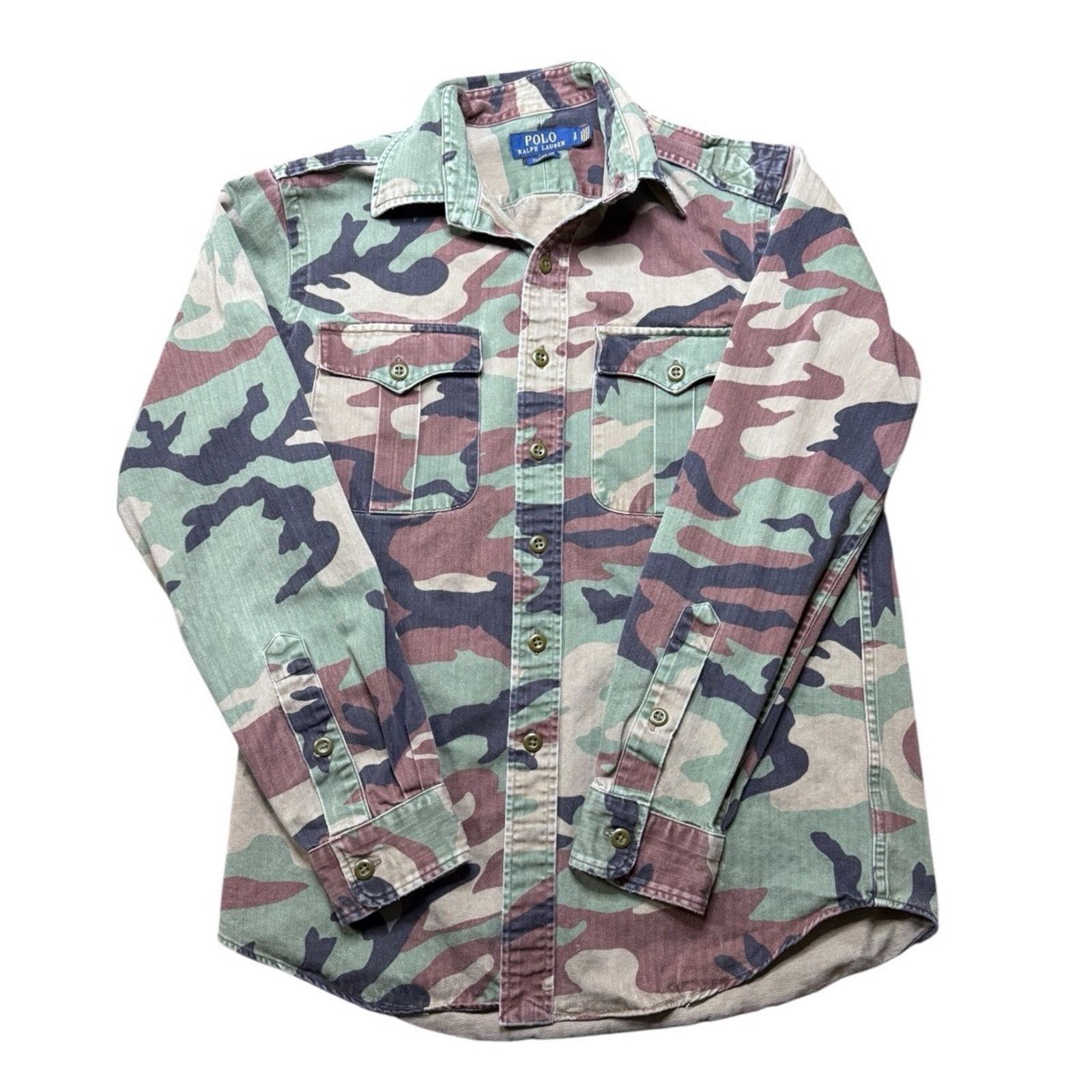 Polo Ralph Lauren Small Polo Ralph Lauren Camo Shirt Epaulettes Pleated Size US S / EU 44-46 / 1 - 1 Thumbnail