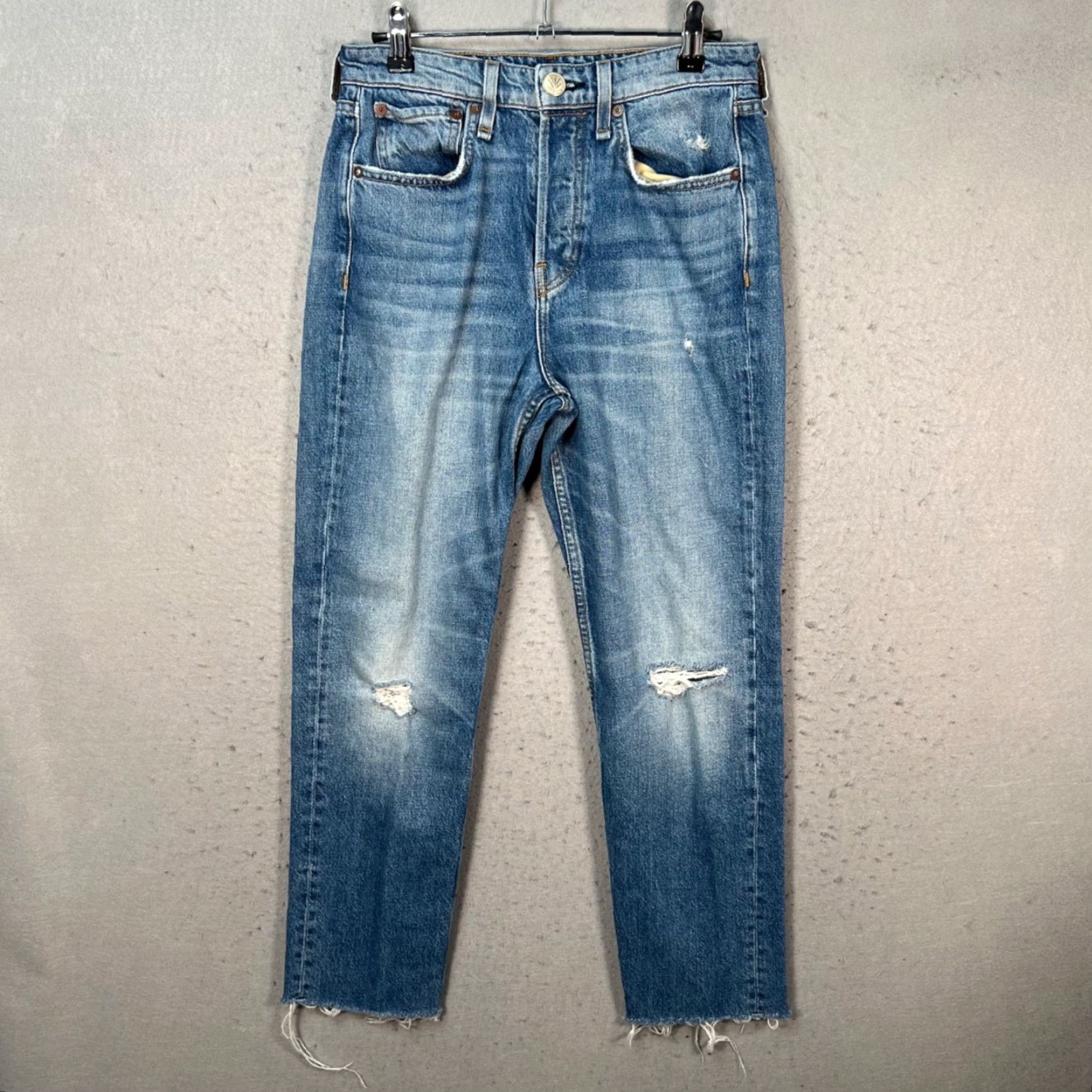 Rag & Bone Rag & Bone Womens 25 Maya High-Rise Ankle Slim Jeans Distressed Denim Blue 5-Pocket Jeans Slim Womens 25in Inseam 26in Regular Size Type Mens? Size 42" / US 20 - 2 Thumbnail