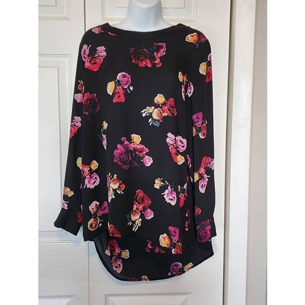 THAKOON Black Floral Blouse Size L / US 10 / IT 46 - 2 Thumbnail