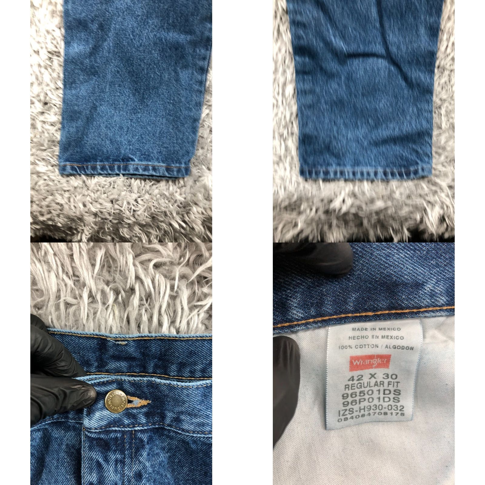 Wrangler Wrangler Jeans Straight 42x30 Mens Mid Blue Wash Denim 5-Pocket Regular Belt Loops Size US 42 / EU 58 - 8 Thumbnail
