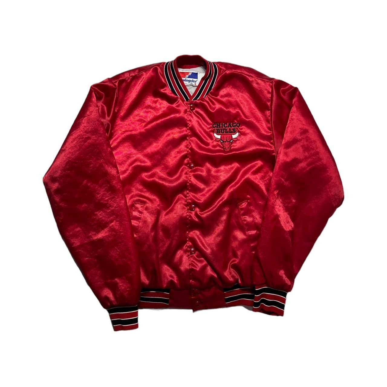 image of NBA x Vintage Chicago Bulls Swingster Satin Jacket in Red, Women's (Size Small)