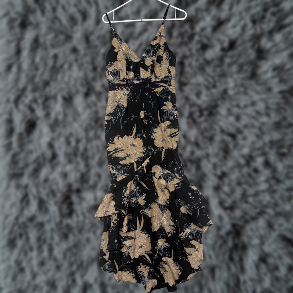 Lulus Lulus Maxi Dress S Brown Floral Mermaid Romantic Resort Feminine Flowy Elegant Size S / US 4 / IT 40 - 1 Thumbnail