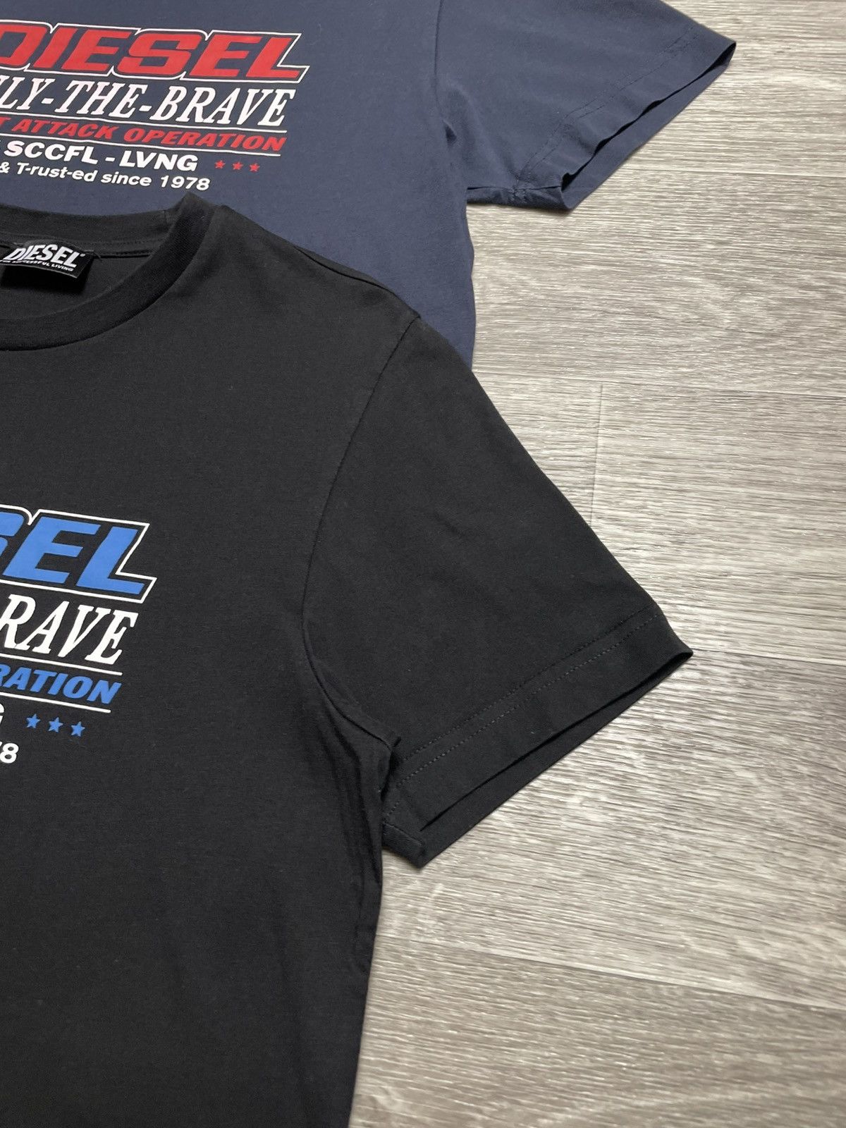 Diesel x2 Diesel Only The Brave Blue And Black T-Shirts Size US M / EU 48-50 / 2 - 6 Thumbnail