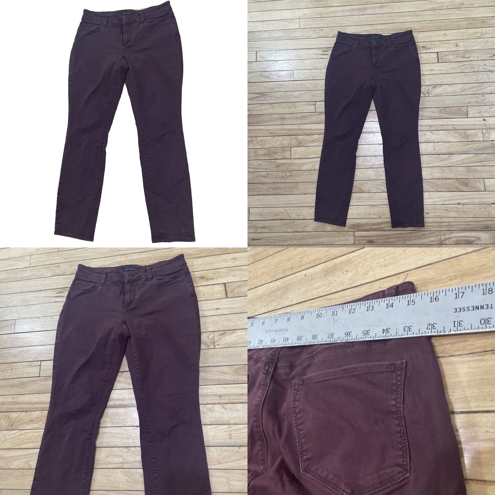 Ann Taylor ANN TAYLOR Burgundy Pants Women 6 The Skinny Curvy Red Maroon Stretch Jeans 30 6 Pants Women Regular Red Burgundy Skinny 29 In Inseam 29 Size 28" / US 6 / IT 42 - 9 Thumbnail