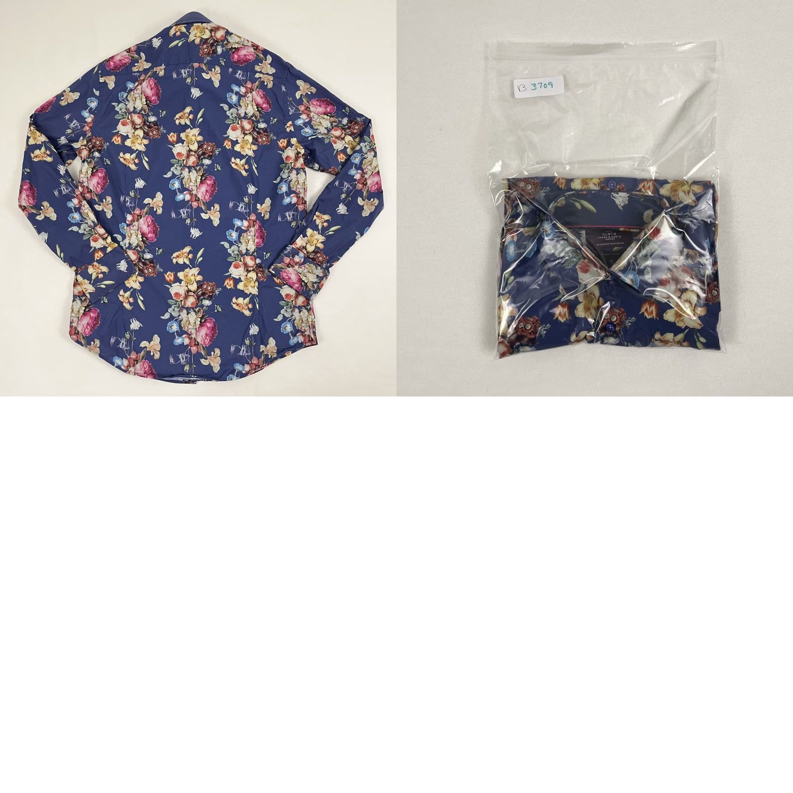 Vintage Hawes & Curtis London Shirt Mens Medium Brandon Slim Fit Blue Floral Button Up Size US M / EU 48-50 / 2 - 8 Thumbnail