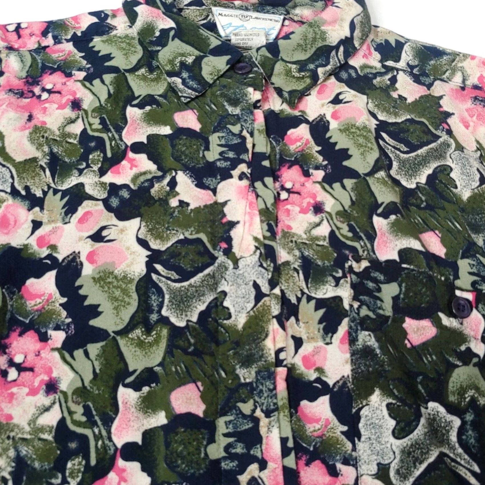 Vintage VINTAGE Maggie Lawrence Blouse Shirt Black Green Pink Granny Office 90s Floral L Womens Size L / US 10 / IT 46 - 5 Thumbnail