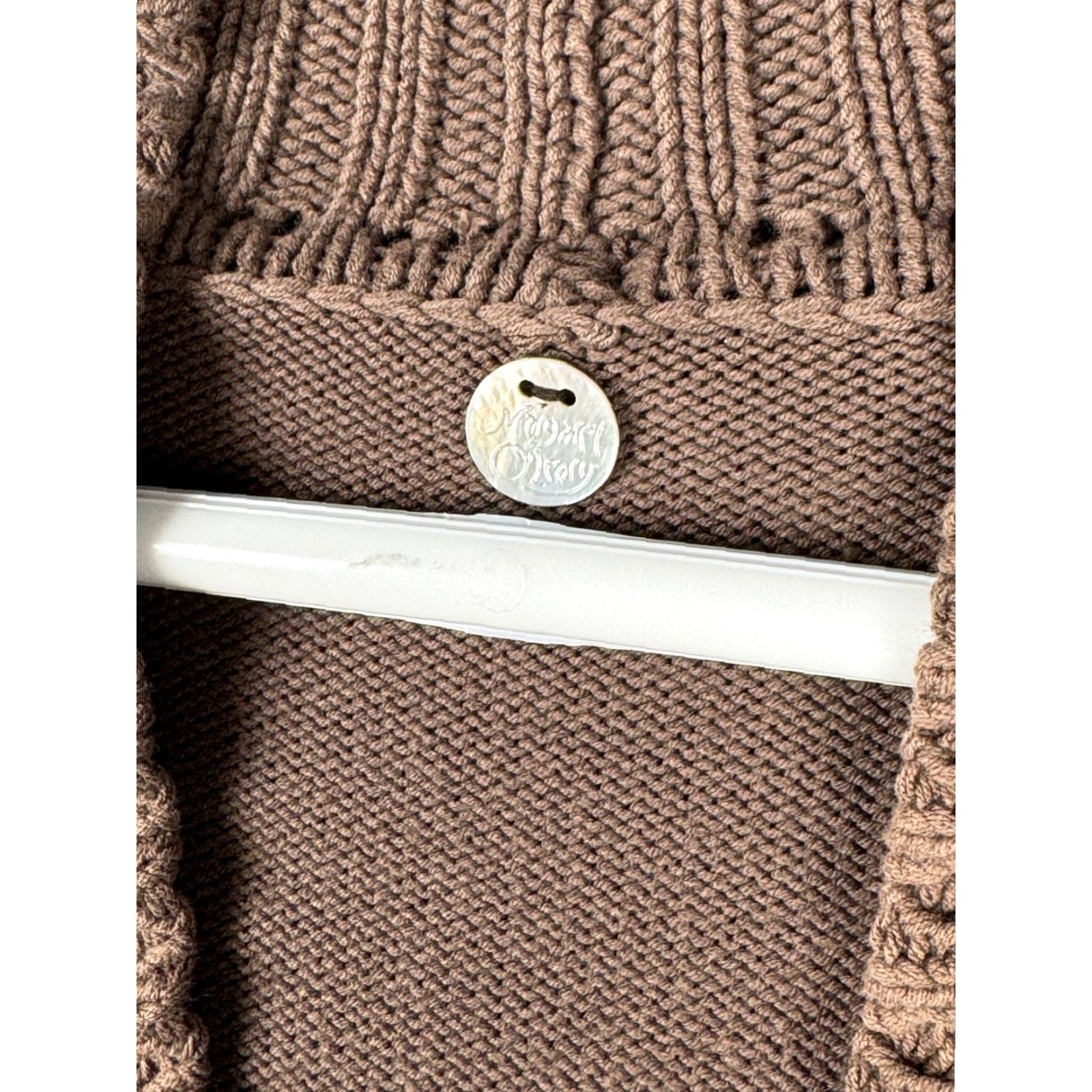 Vintage Margaret O'Leary Cardigan Women's Medium Brown 1-Button Cotton Blend Knit Shirt Womens Size M / US 6-8 / IT 42-44 - 6 Thumbnail