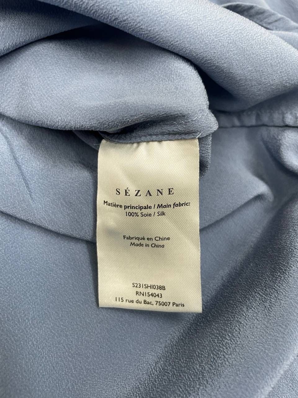 Sezane Sézane Women Blouse Shirt Blue Silk Button Up Long Sleeve Size M / US 6-8 / IT 42-44 - 6 Thumbnail