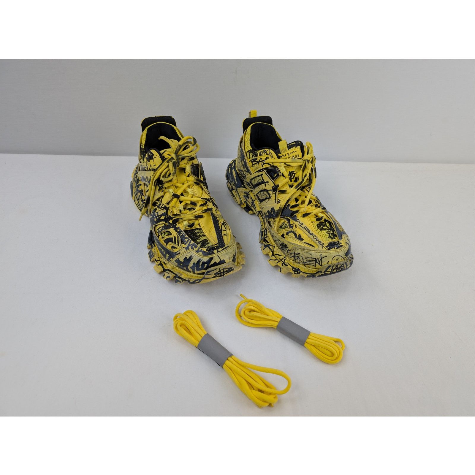 Balenciaga o1rshd1 Graffiti Dirty Track Texture Mesh Sneakers in Yellow Size US 12 / EU 45 - 5 Thumbnail
