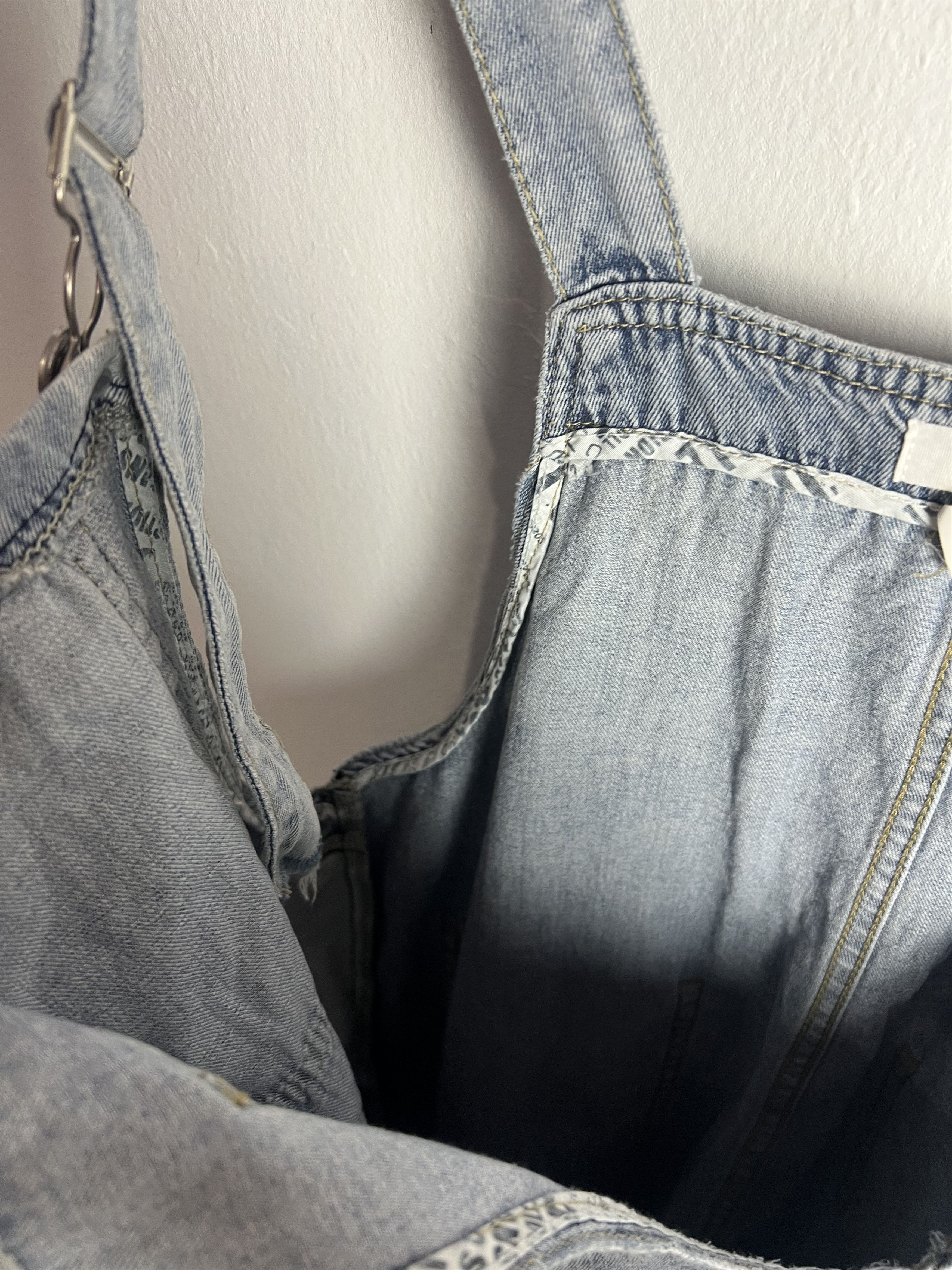 If Six Was Nine 5u Shops Light Wash Distressed Denim Overalls Size US 35 - 13 Thumbnail