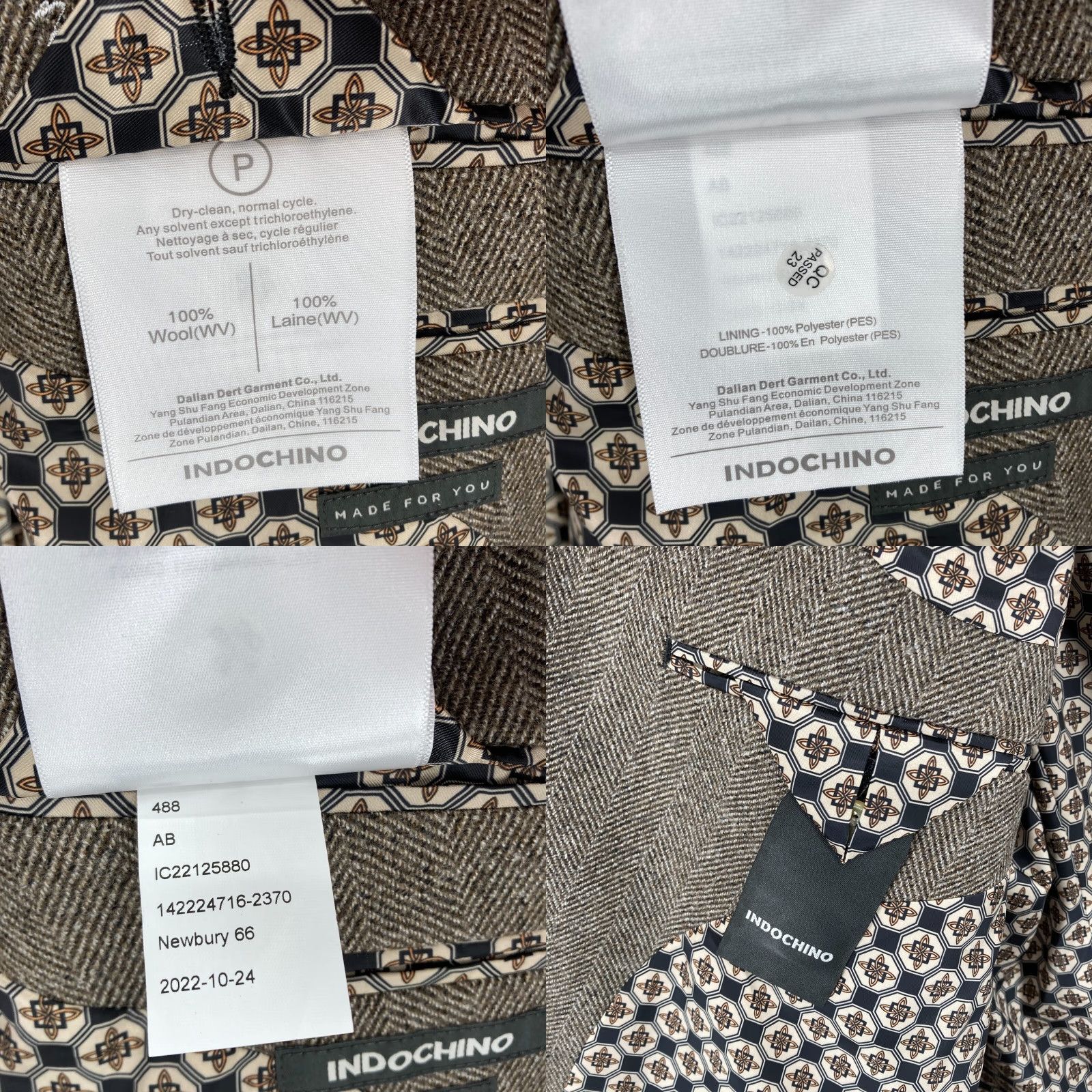Vintage INDOCHINO Newbury 66 Blazer Jacket Mens 48 Brown Wool Herringbone NWT Sport Coat Jacket Mens 48 Brown Wool Herringbone NWT Size 48R - 8 Thumbnail