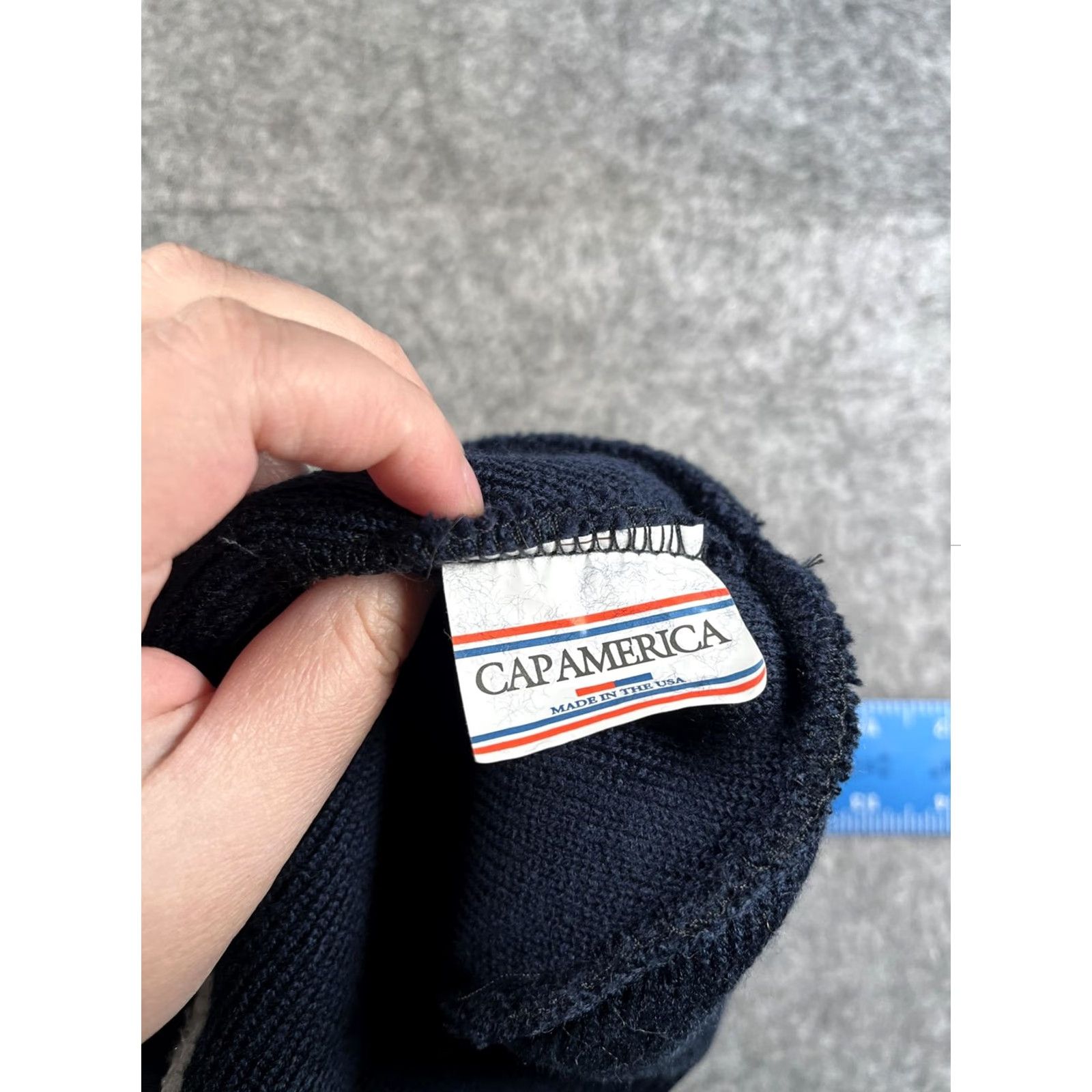 Vintage Cap America Beanie Mens One Size Blue Knit Old Republic Title Logo Size ONE SIZE - 7 Thumbnail