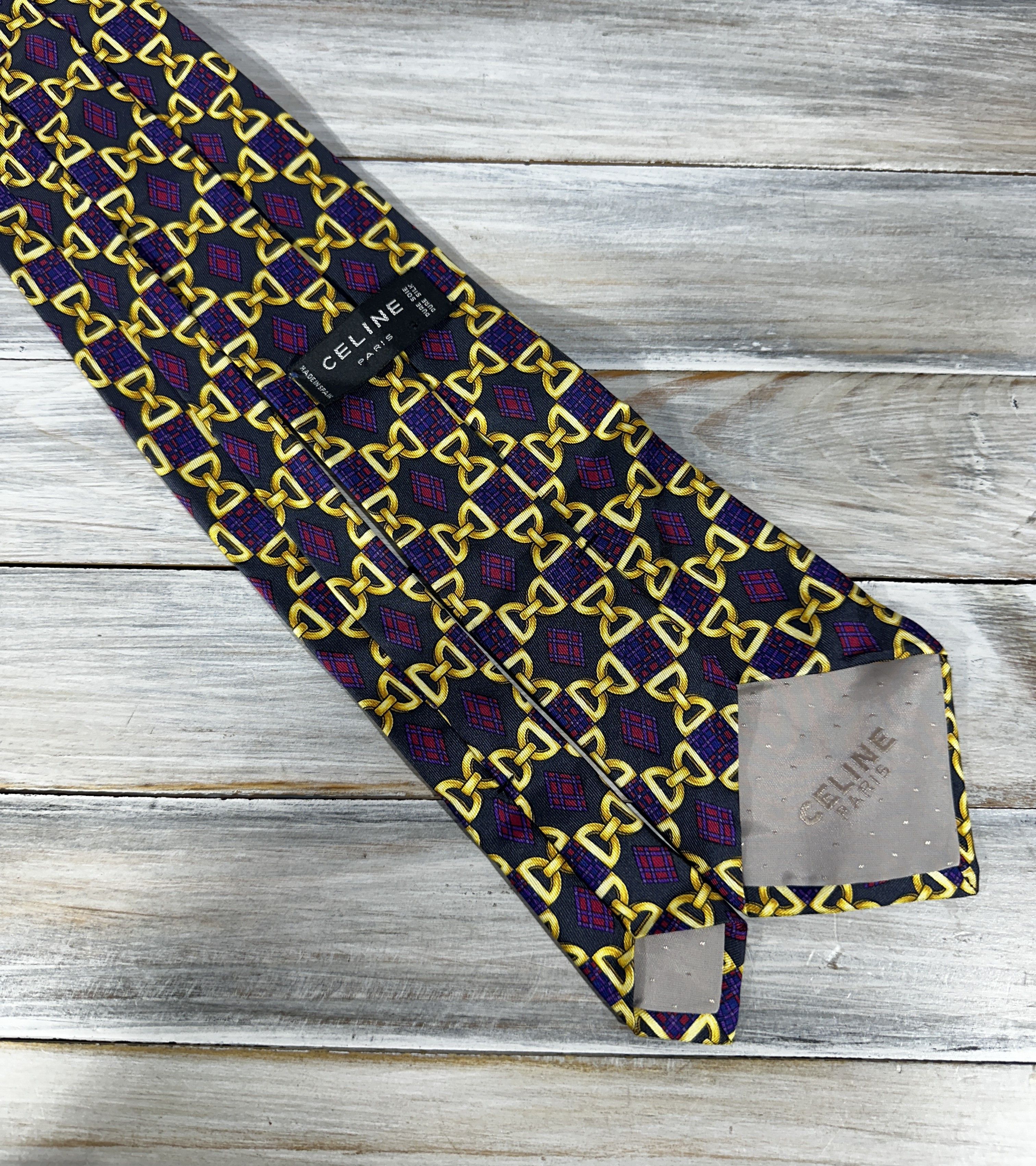 Celine CELINE Paris Silk Tie Handmade Chain Theme Made In Spain Size ONE SIZE - 5 Thumbnail