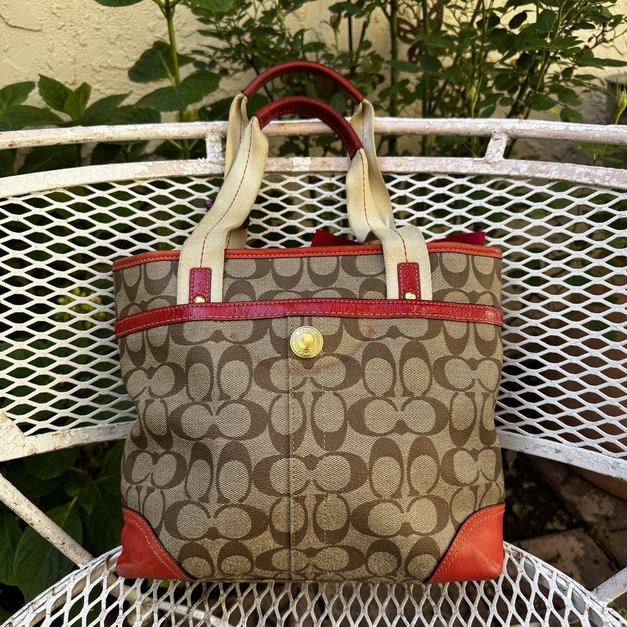 Coach Y2K Coach Red & Tan Monogramed Mini Tote Size ONE SIZE - 2 Thumbnail