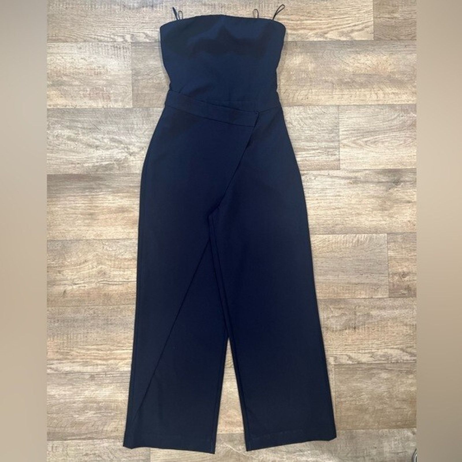 Zara ZARA Navy Strapless Wide Leg Jumpsuit Elegant Palazzo NWT Size 32" / US 10 / IT 46 - 21 Thumbnail