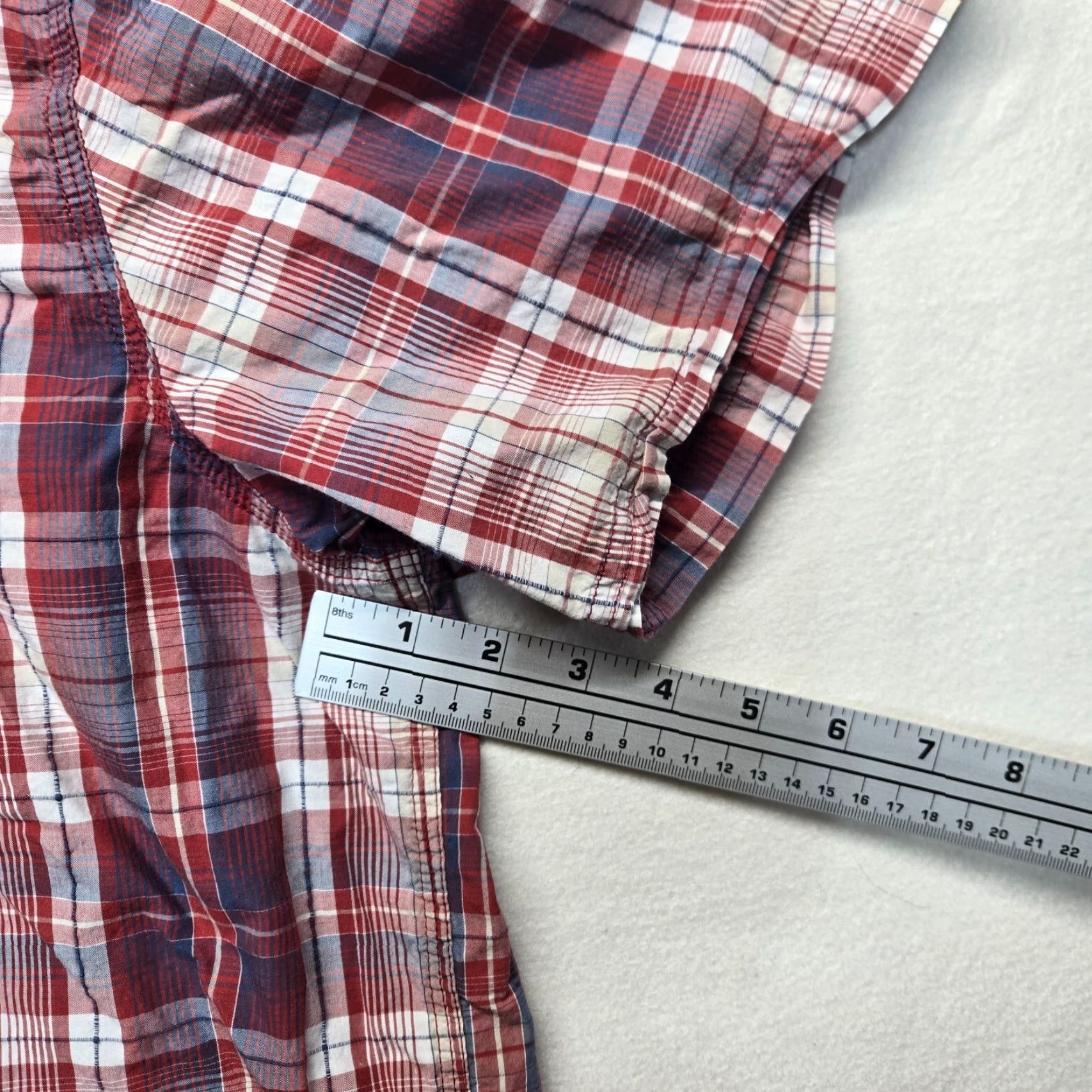 Vintage VINTAGE C.E. Schmidt Shirt Plaid Short Sleeve Button-Up Adult Men 2XL Red Classic Workwear Mens Size US XXL / EU 58 / 5 - 4 Thumbnail