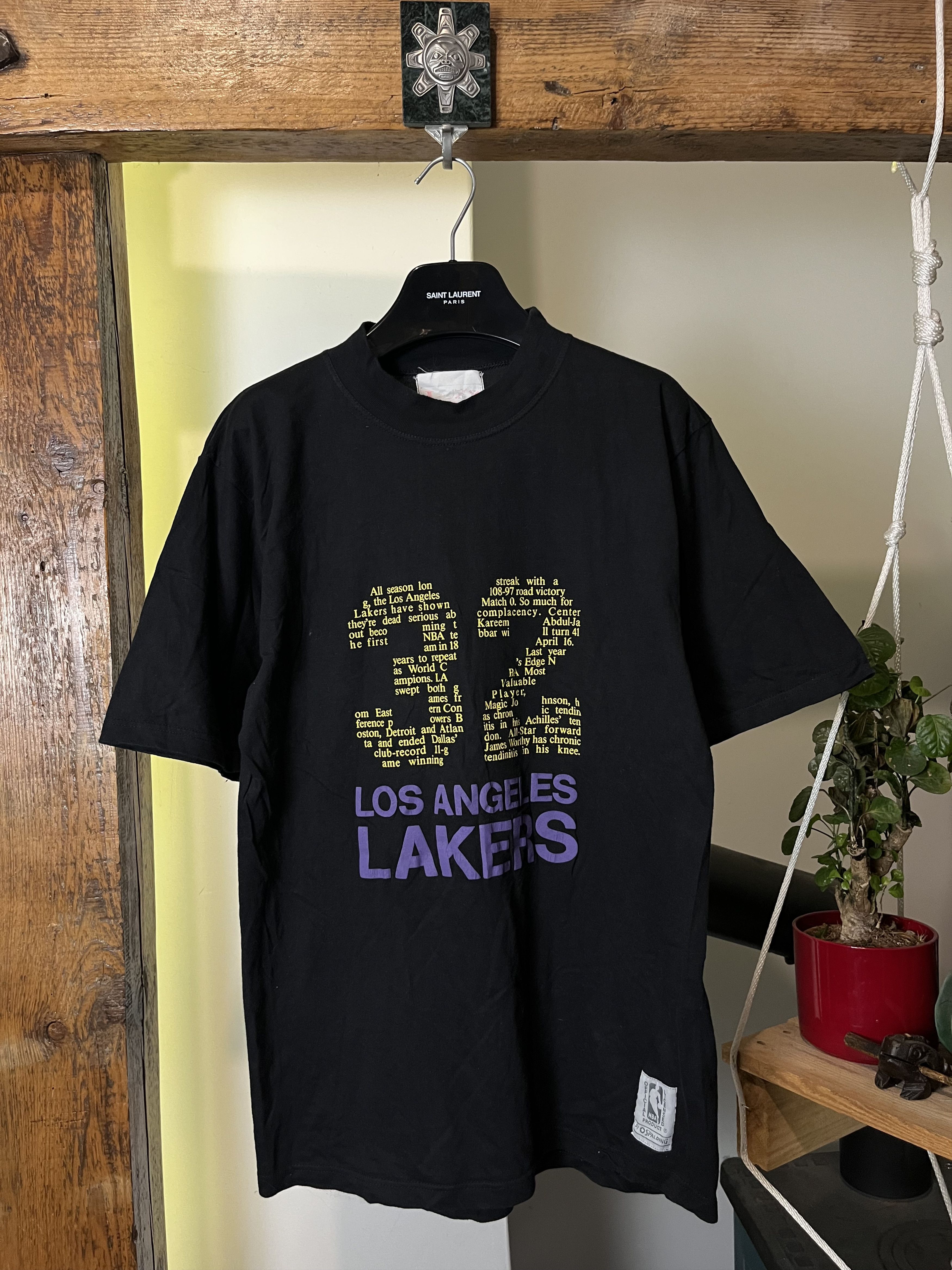 NBA × Vintage 32 LA Lakers NBA Spalding Memorial T Shirt Size US M / EU 48-50 / 2 - 1 Thumbnail