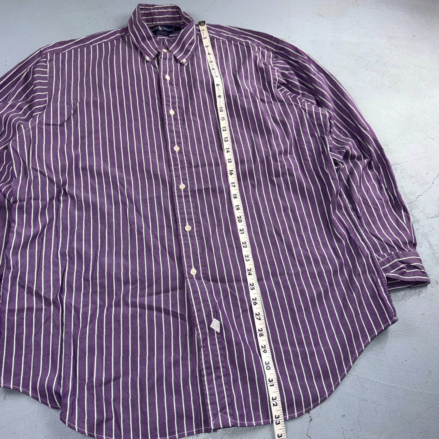 Polo Ralph Lauren VINTAGE Polo Ralph Lauren Shirt Mens Small Purple Poplin Cotton Striped Preppy Button-Up Collared Long Sleeve Regular Size US L / EU 52-54 / 3 - 3 Thumbnail