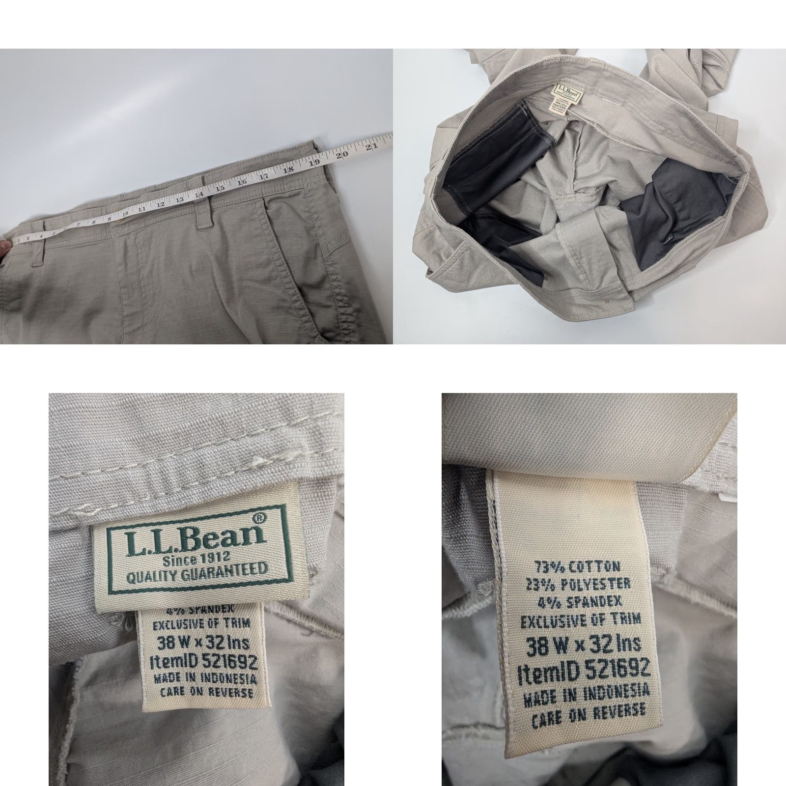 Vintage LL Bean Explorer Ripstop Pants Mens 38x32 Tan Khaki Tapered Leg Outdoor Hiking Chino Size US 38 / EU 54 - 8 Thumbnail