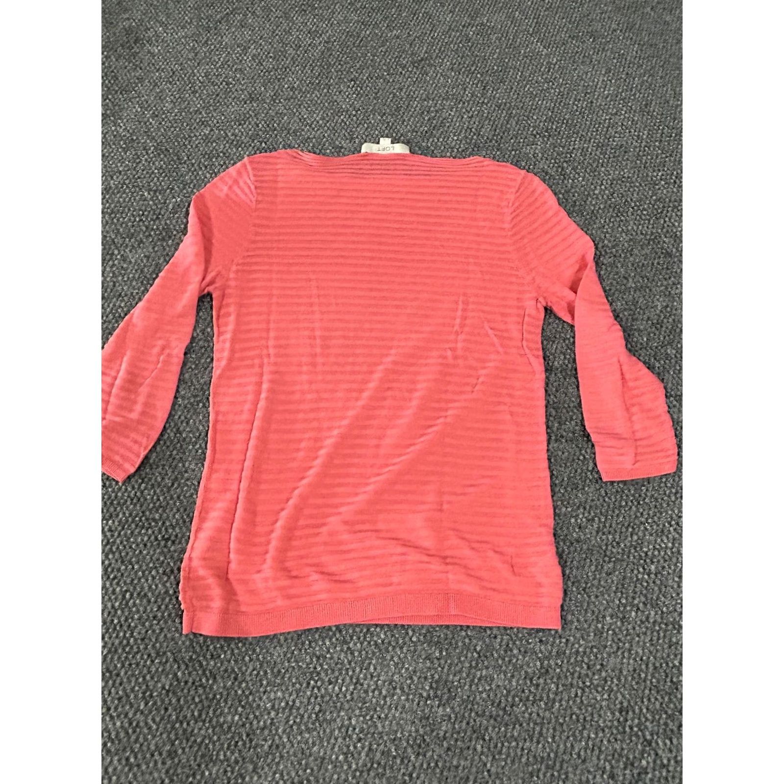 Loft LOFT Sweater Shirt Womens Small Coral Pink 3/4 Sleeve Lightweight Striped Pullover Top Size S / US 4 / IT 40 - 7 Thumbnail