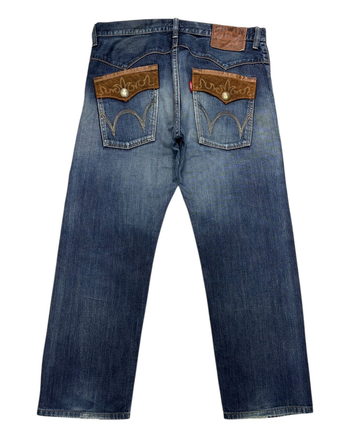 Kapital 🔥EDWIN EXCLUSIVE VINTAGE COWHIDE PATCHES POCKET DENIM JEANS Size US 38 / EU 54 - 8 Thumbnail