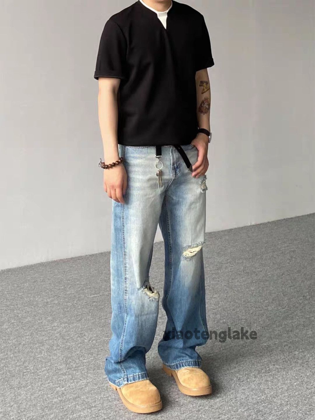 Vintage Custom washed faded loose baggy hiphop ripped jeans Size US 30 / EU 46 - 5 Thumbnail