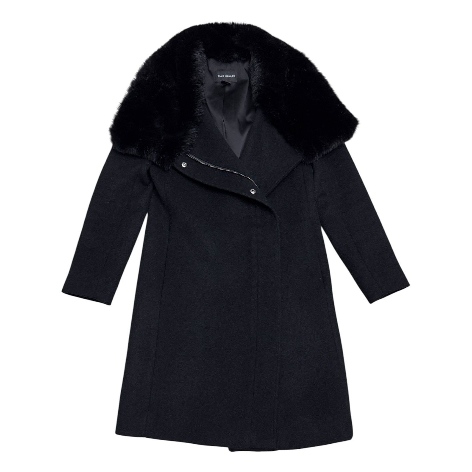 Club Monaco CLUB MONACO Faux Fur WOOL Luxury Designer Winter Pea Coat XS Size XS / US 0-2 / IT 36-38 - 1 Thumbnail