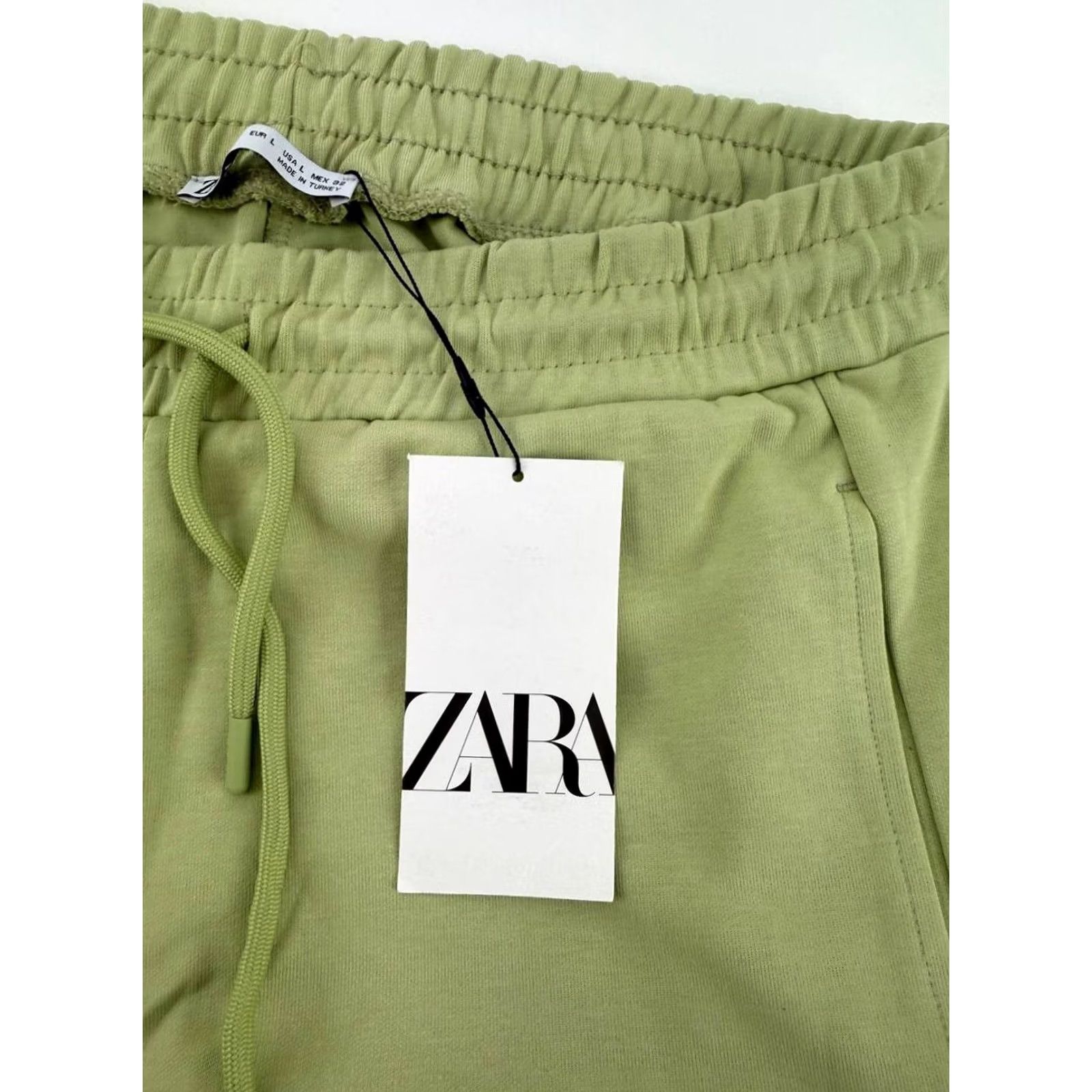 Zara Zara Shorts Mens L Green Light Lime Drawstring Sweatshorts Size US 33 - 4 Thumbnail