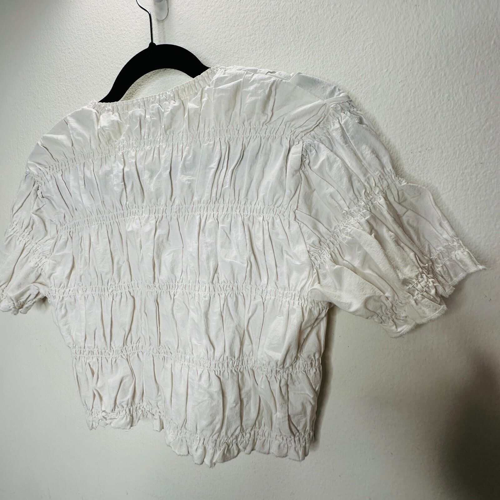 Other Kendal & Kylie White Ruched Short Sleeve Round Neck Crop Top Size M / US 6-8 / IT 42-44 - 5 Thumbnail