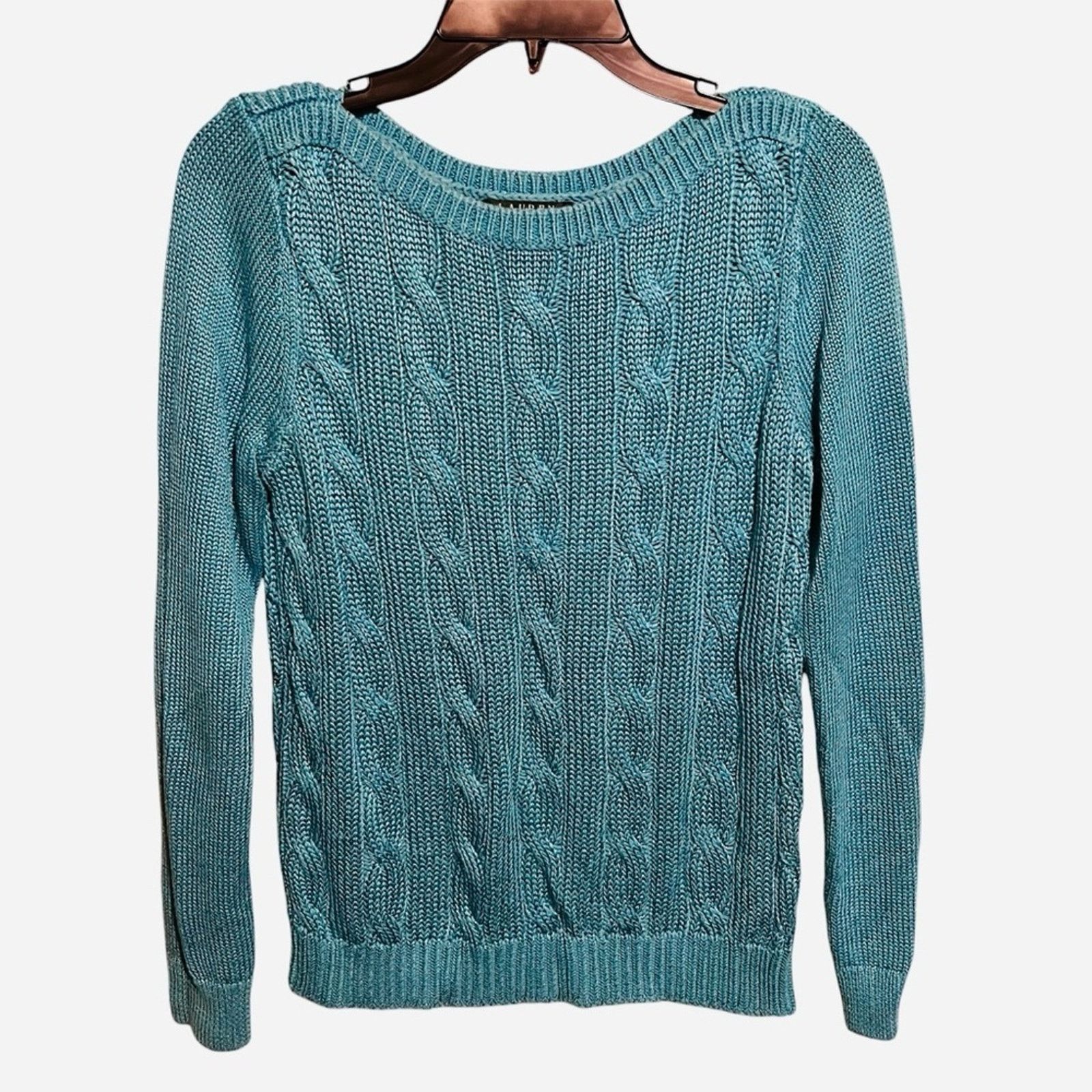 Lauren Ralph Lauren Lauren Ralph Lauren Boatneck Cable Knit Sweater M Light Blue Size M / US 6-8 / IT 42-44 - 1 Thumbnail