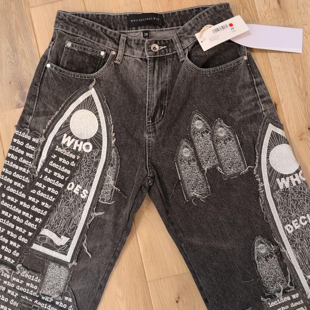 Who Decides War Who Decides War Motif Patched Denim Vintage Grey 28 New Size US 28 / EU 44 - 16 Thumbnail