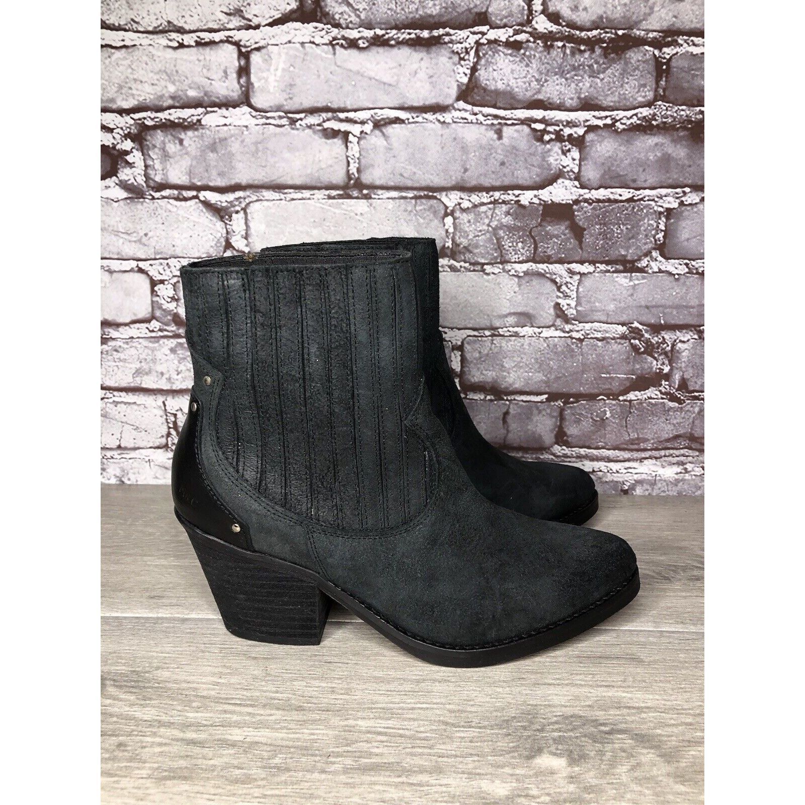 Other Musse & Cloud Black Suede Leather Chelsea Block Heel Boots W Size US 9 / IT 39 - 12 Thumbnail