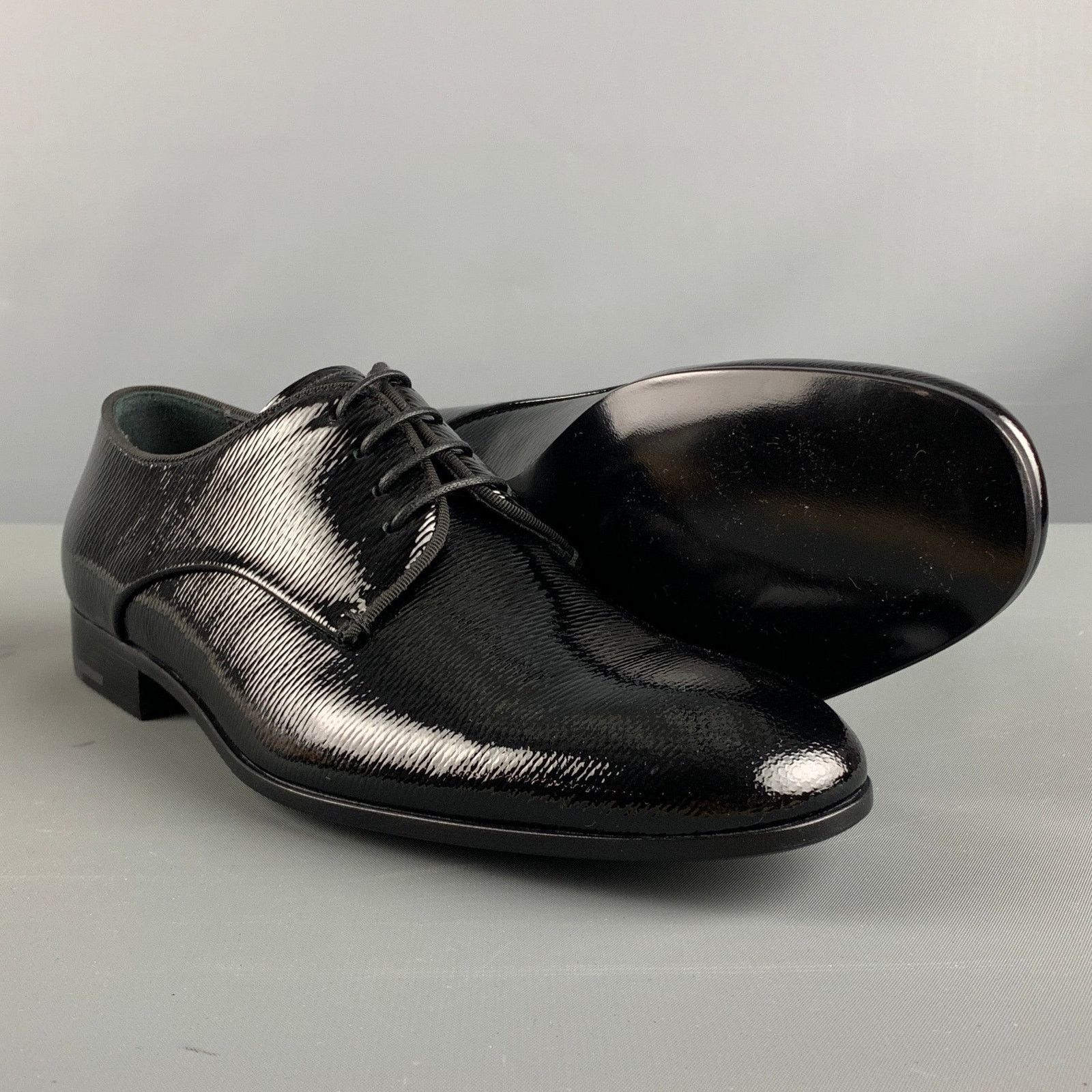 Giorgio Armani GIORGIO ARMANI Black Solid Leather Lace Up Lace Up Shoes Size US 6 / EU 39 - 5 Thumbnail