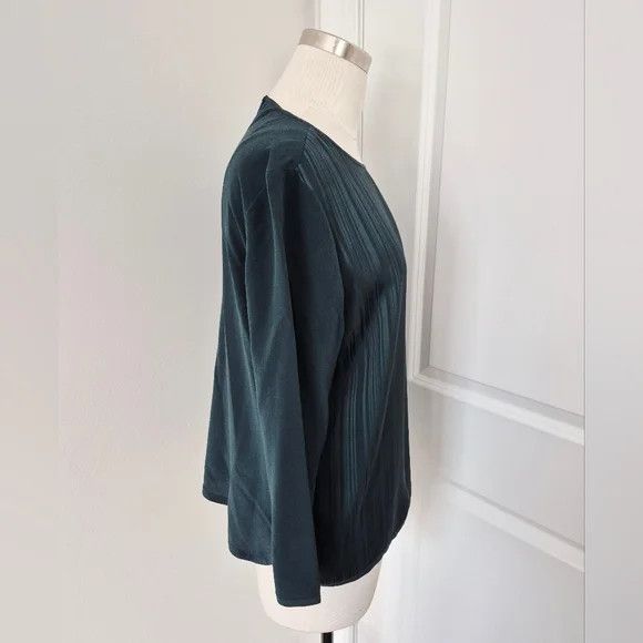 Reiss Adina Pintuck Forest Green Silk Long Slv Blouse Fall Spring Size M / US 6-8 / IT 42-44 - 6 Thumbnail