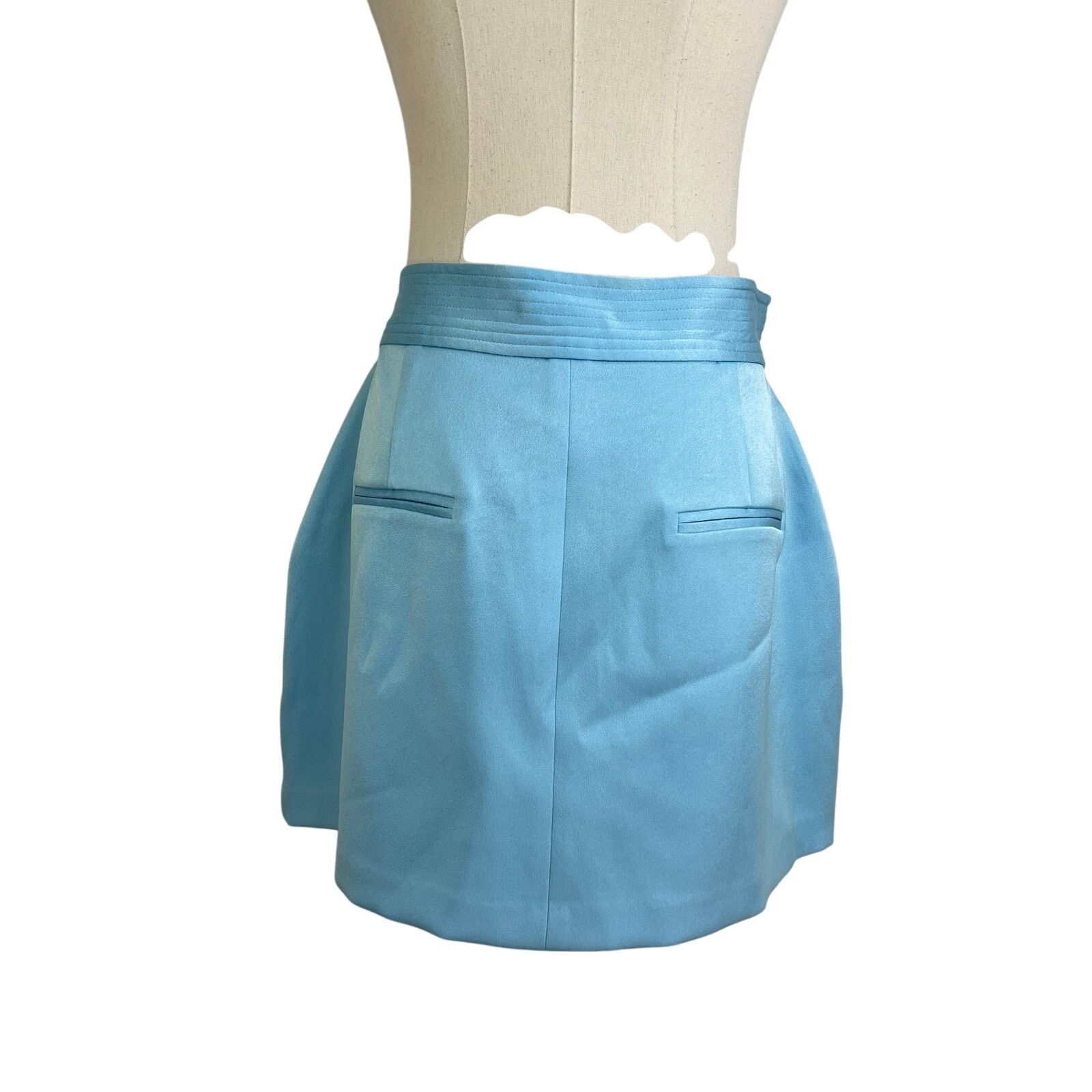 Alex Perry Alex Perry Lark Mini Skirt Blue Satin Crepe Size 32" / US 10 / IT 46 - 10 Thumbnail