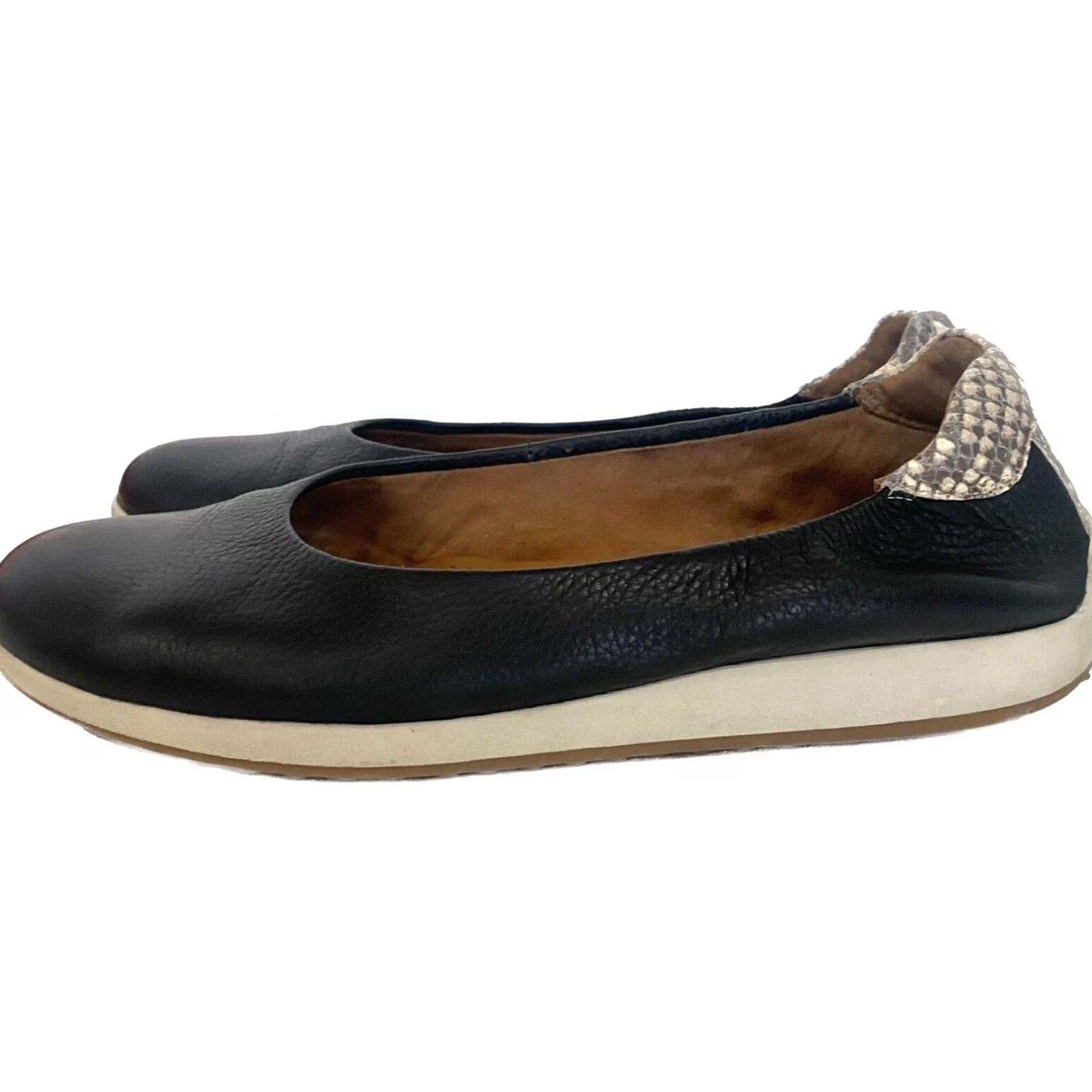 Vintage VINTAGE Caslon Ballet Flats Comfort Black Leather Snakeskin Round Toe Slip On Sz 7.5 Women Flats Slipon 7.5 Black Comfort Caslon Shoes Women Size US 8 / IT 38 - 4 Thumbnail
