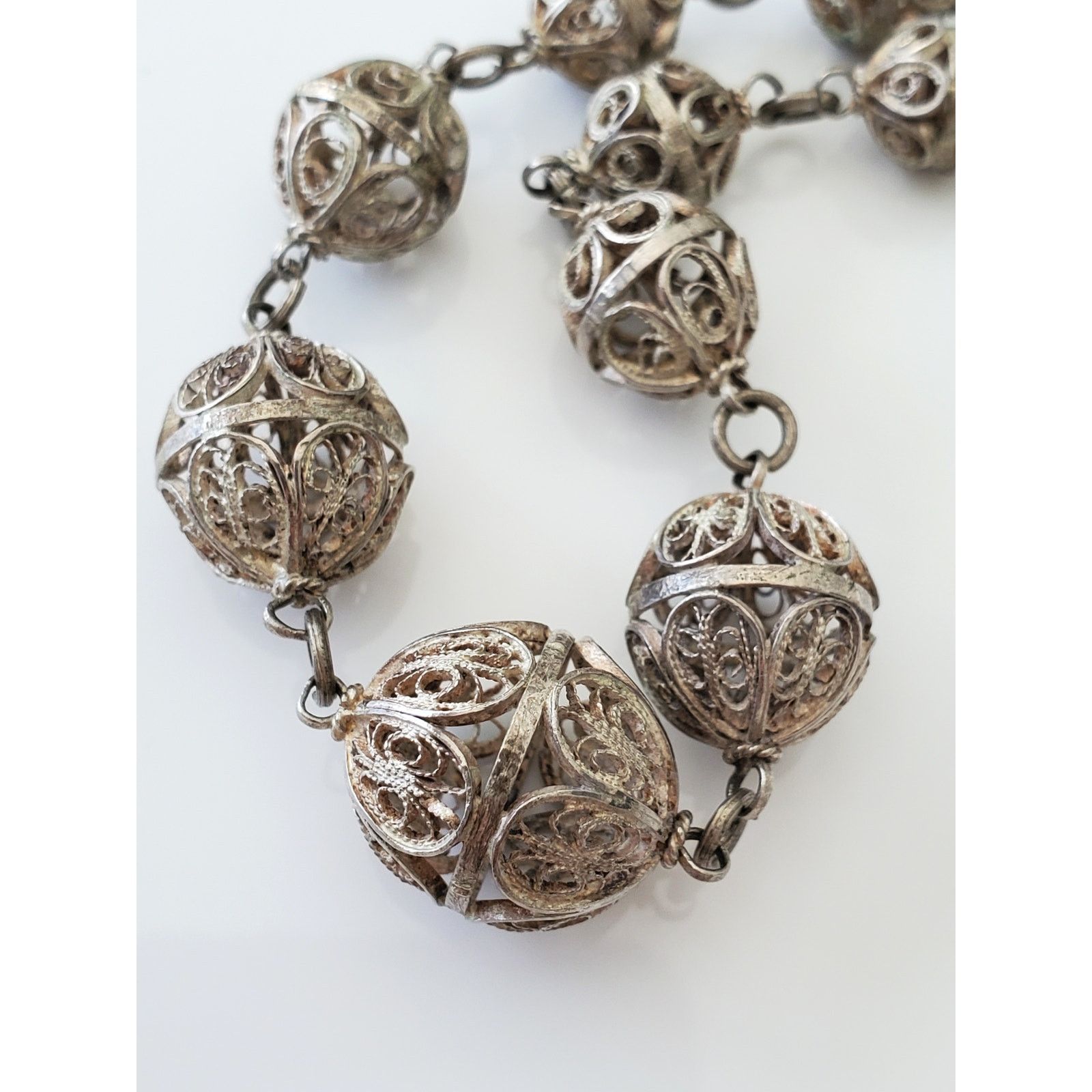 Other Vintage Byzantine Silver Graduated Filigree Bead Necklace Size ONE SIZE - 1 Thumbnail