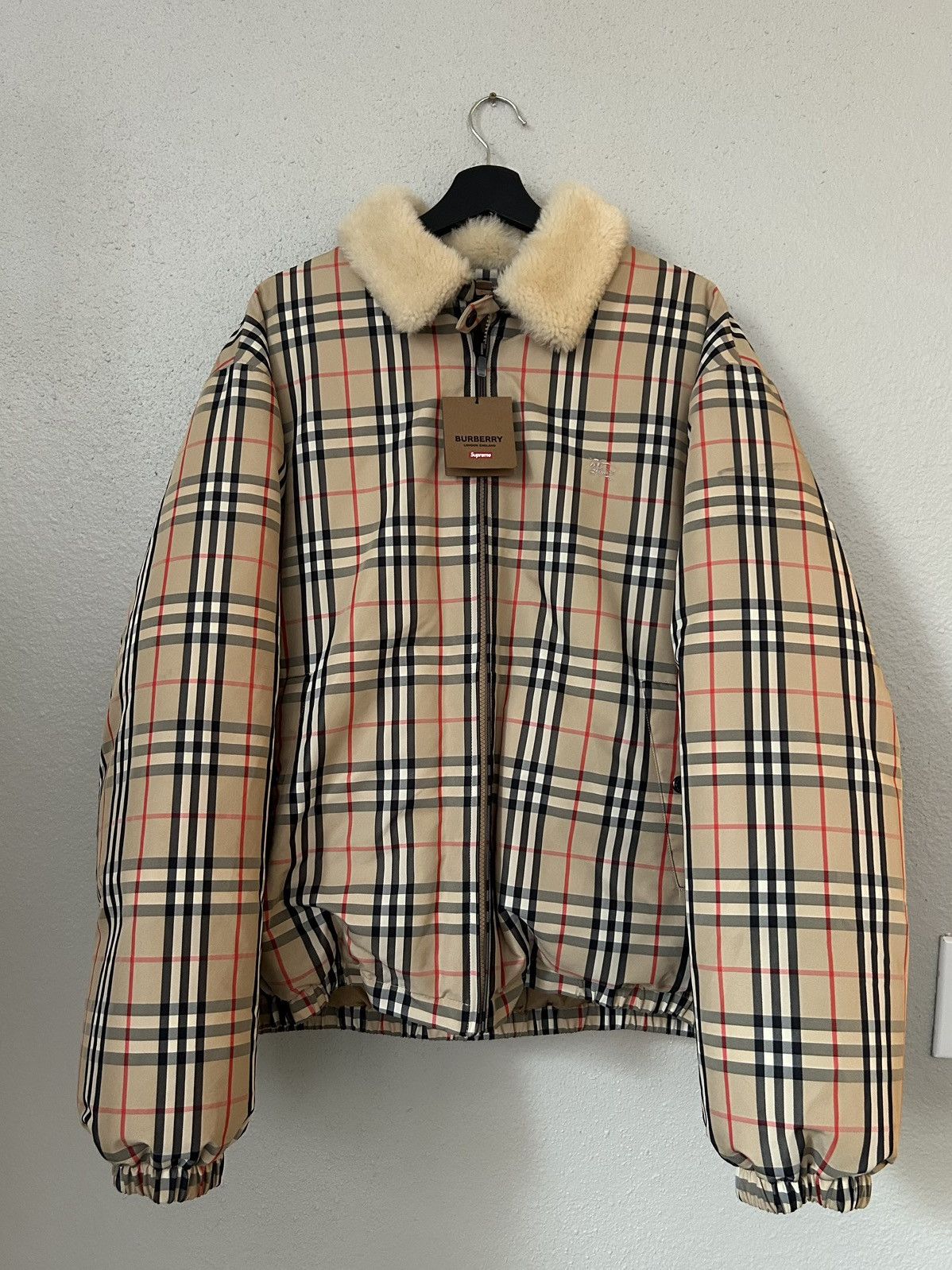 NEW SUPREME x BURBERRY FUR PUFFER DOWN JACKET