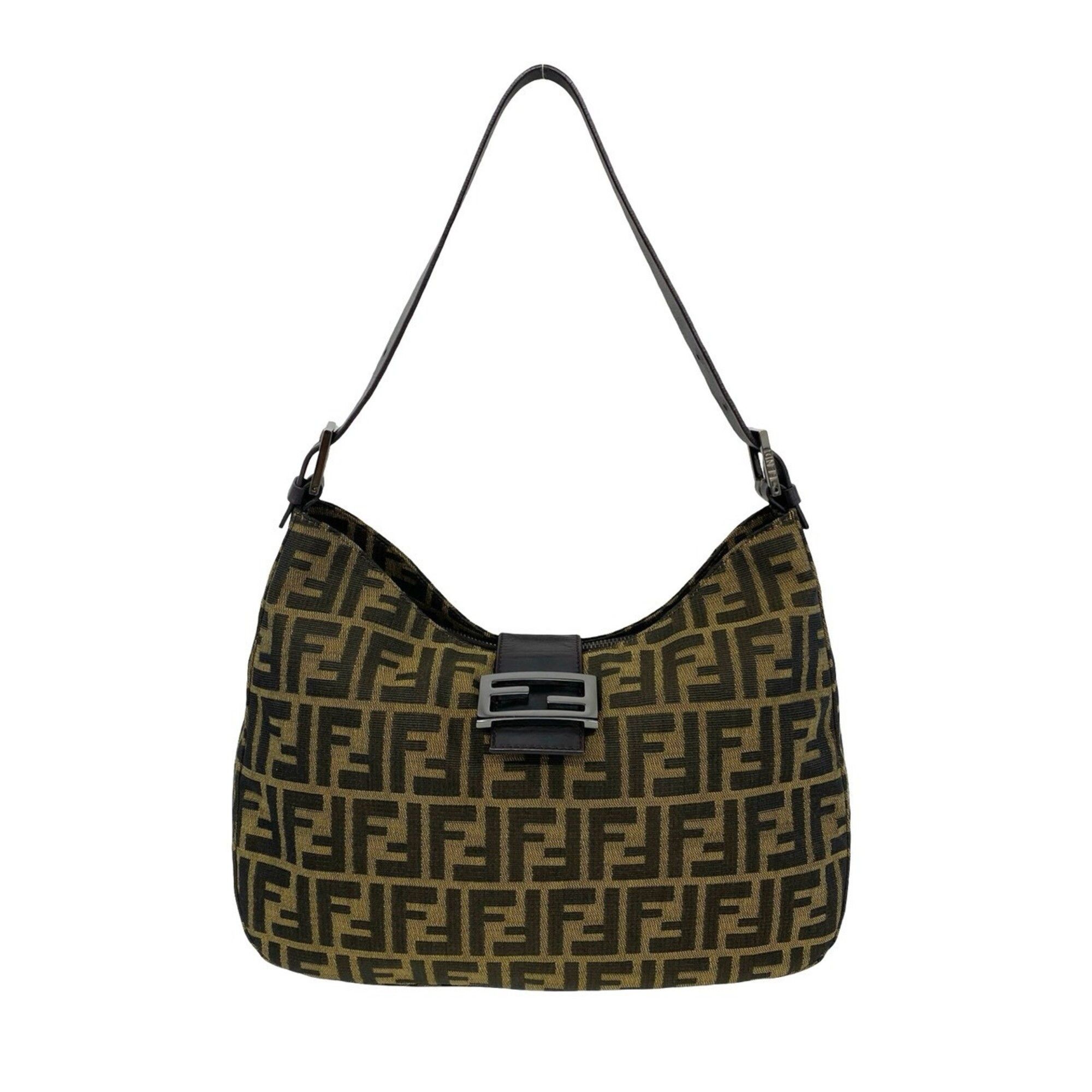 Fendi FENDI Vintage Mamma Bucket Zucca FF Pattern Canvas Leather Semi One Shoulder Bag Brown 02211 Size ONE SIZE - 1 Thumbnail