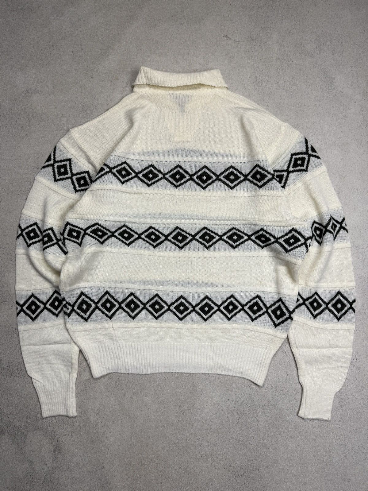 Vintage Vintage Knit Polo Sweater Classic Geometric Diamond Size US M / EU 48-50 / 2 - 2 Thumbnail