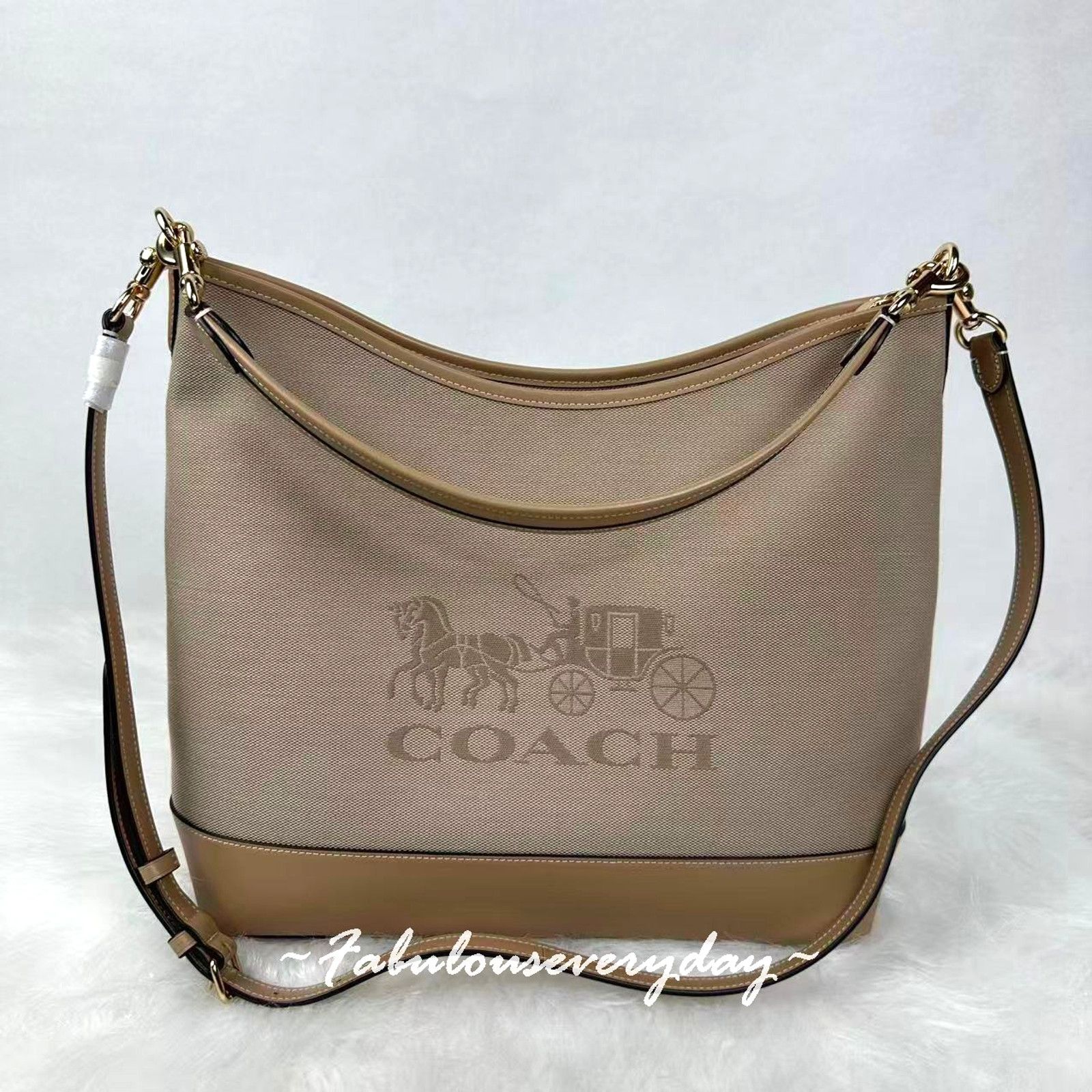 Coach Coach Laurel Large Shoulder HorseCarriage CAK92 Dark Natural Size ONE SIZE - 1 Thumbnail